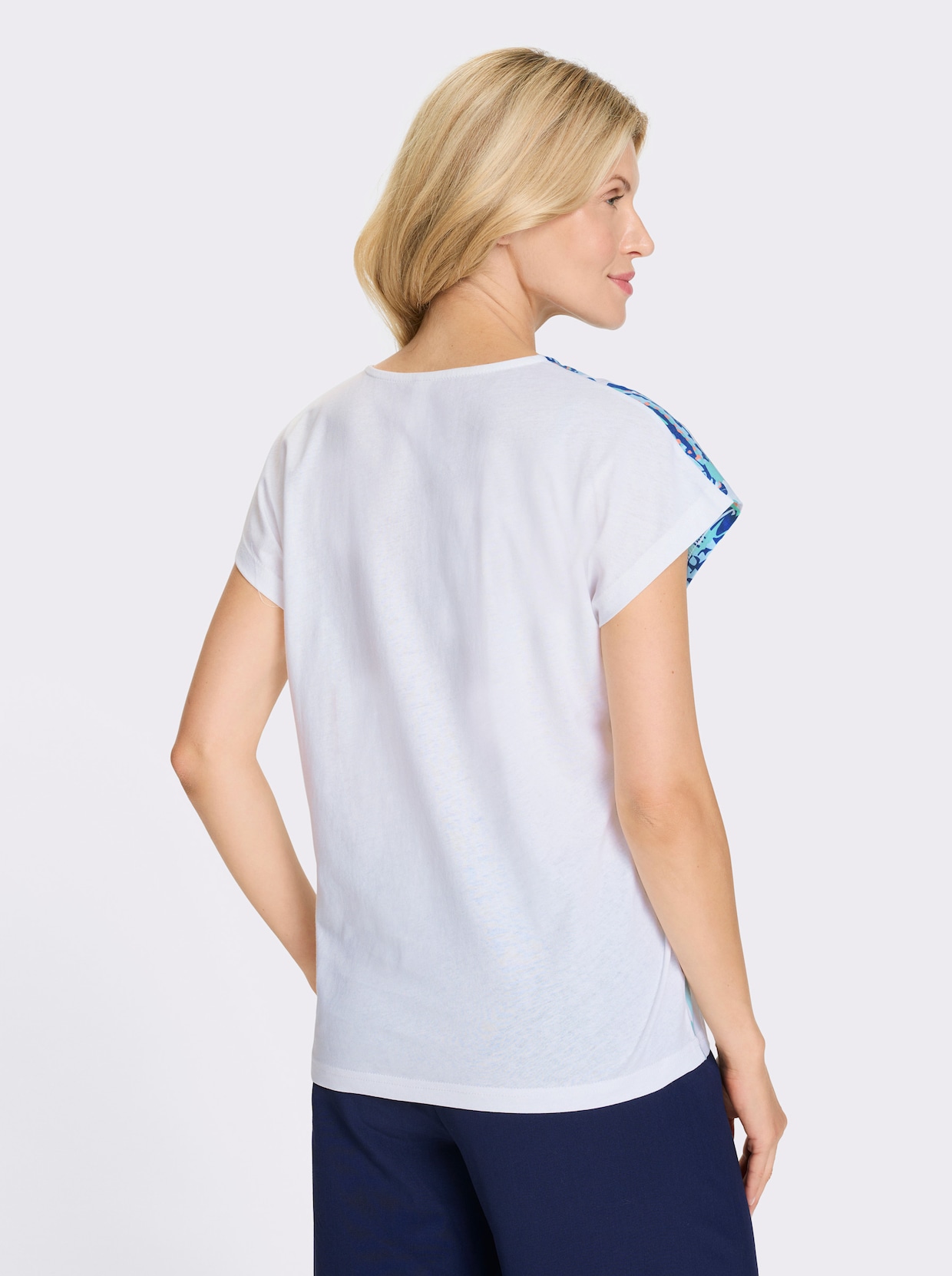 Kurzarmshirt - ecru-kalkmint-bedruckt