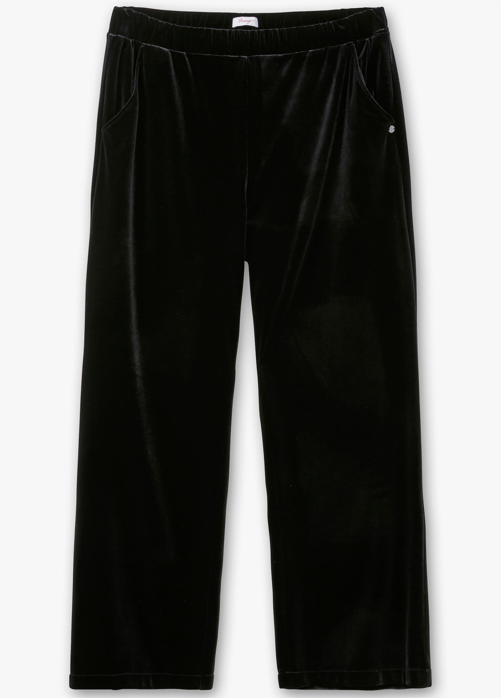 sheego Fluwelen broek in comfortmodel - zwart