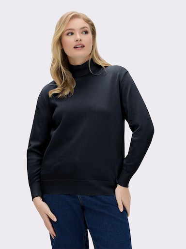 Rollkragenpullover aus reiner Baumwolle - marine