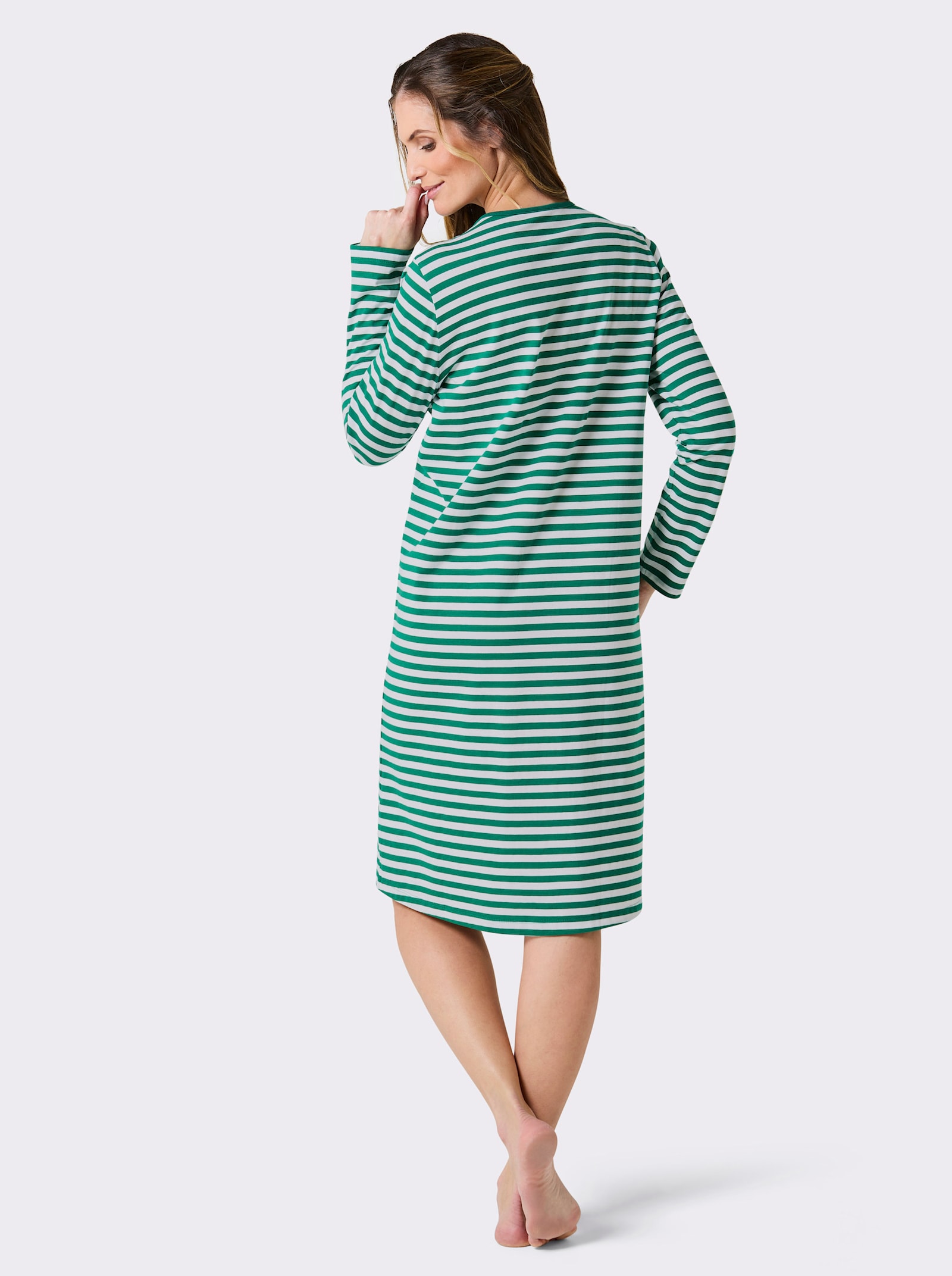 wäschepur Nachthemden - grün-weiß + steingrau-weiß