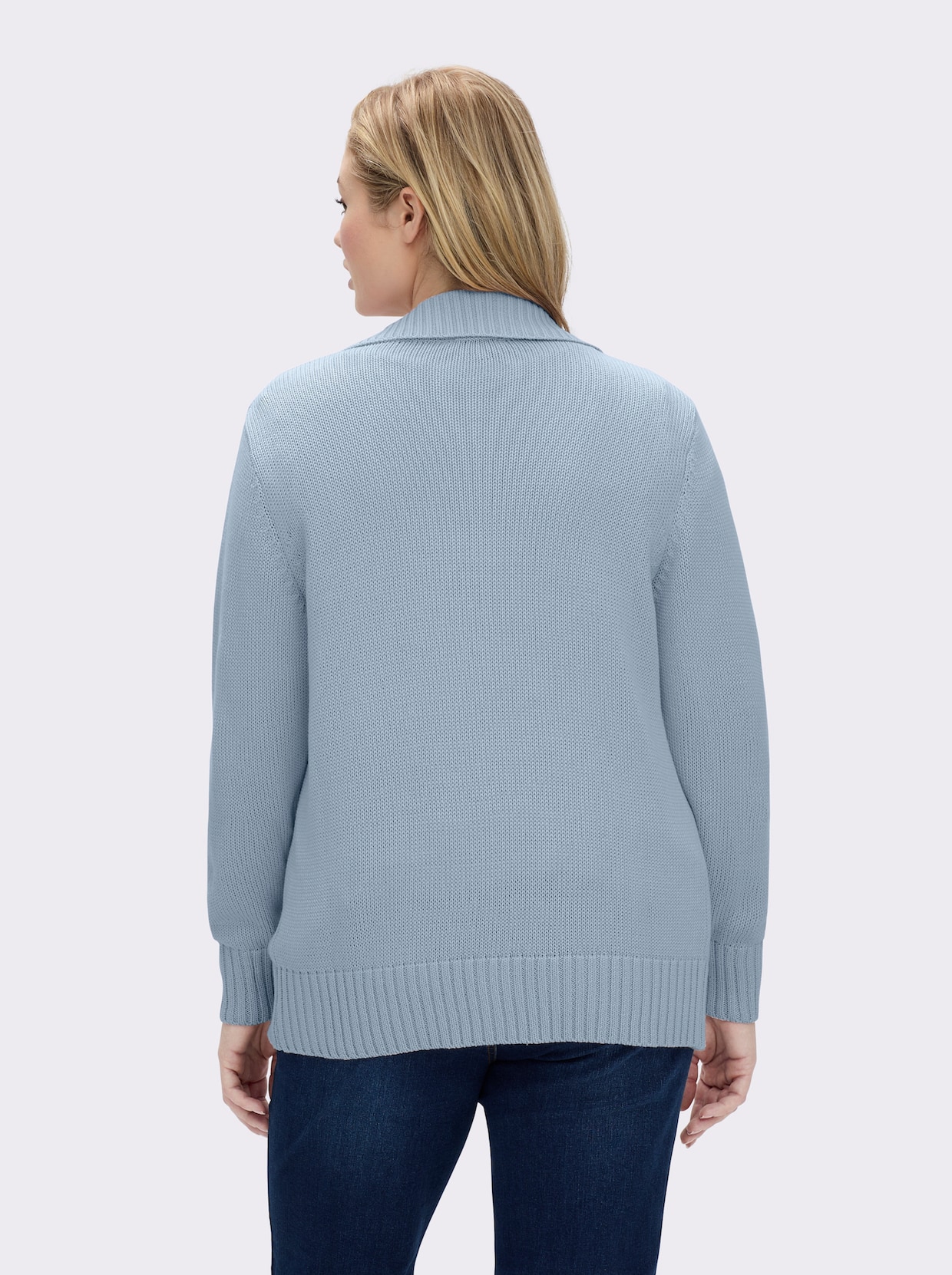 Strickjacke mit 2-Wege-Reißverschluss - eisblau