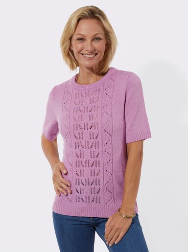 Ajourpullover in Bouclé-Qualität - orchidee