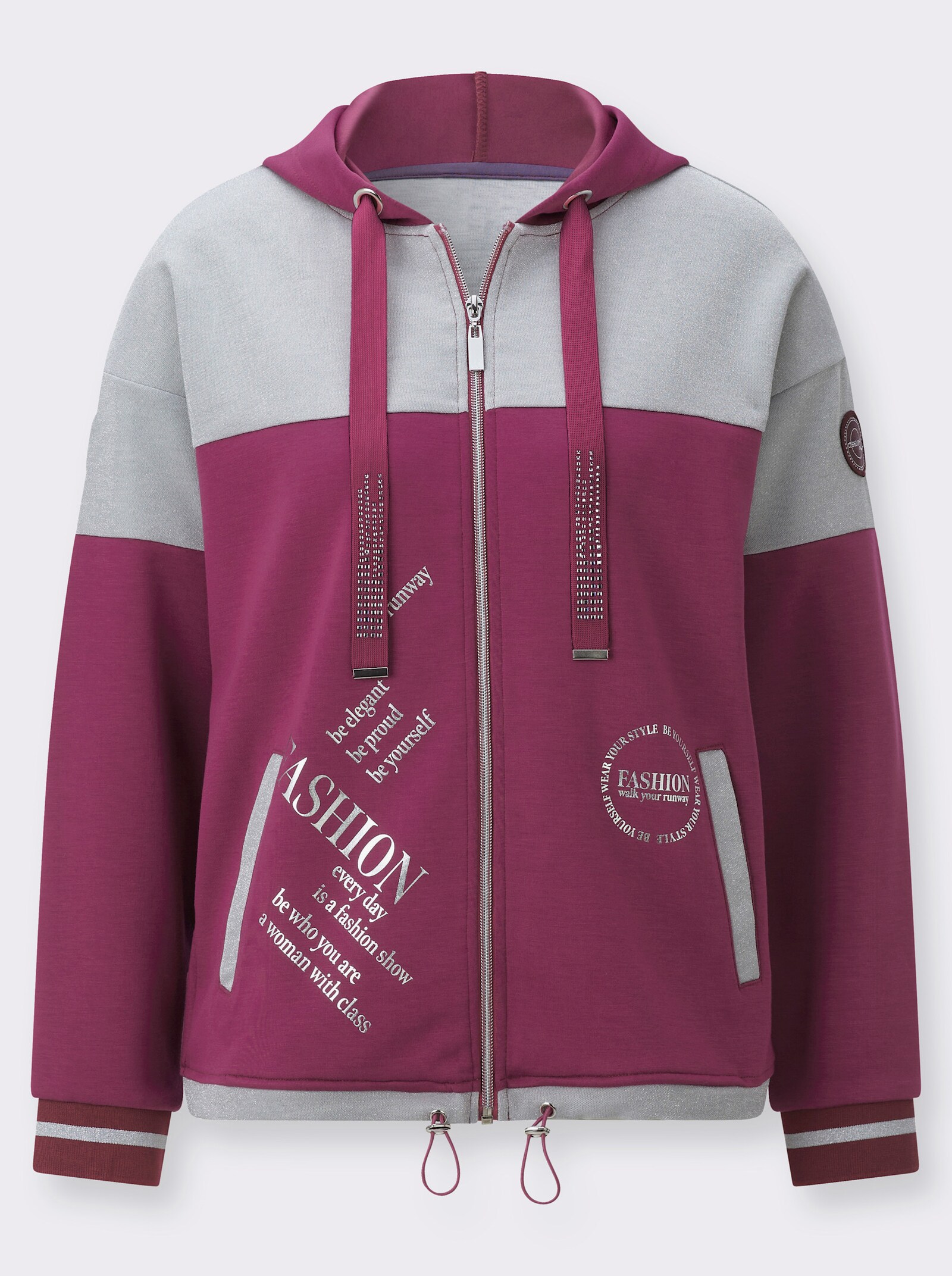 Sweatjacke im softweichen Modal-Mix - malve-silberfarben