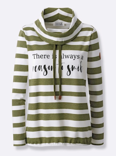 Sweatshirt - oliv-ecru-geringelt