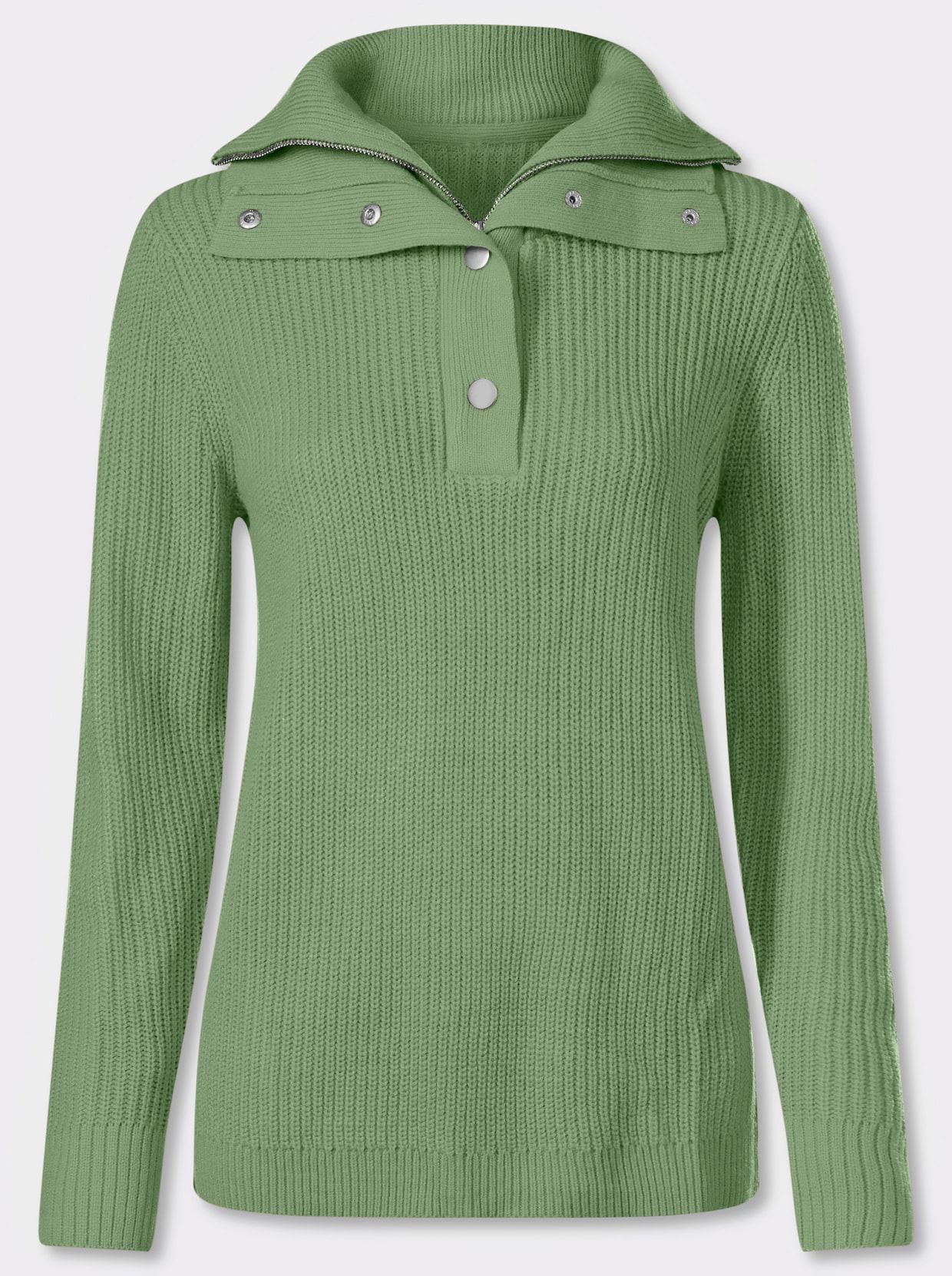 Schipperstrui met dubbele kraag - eucalyptus