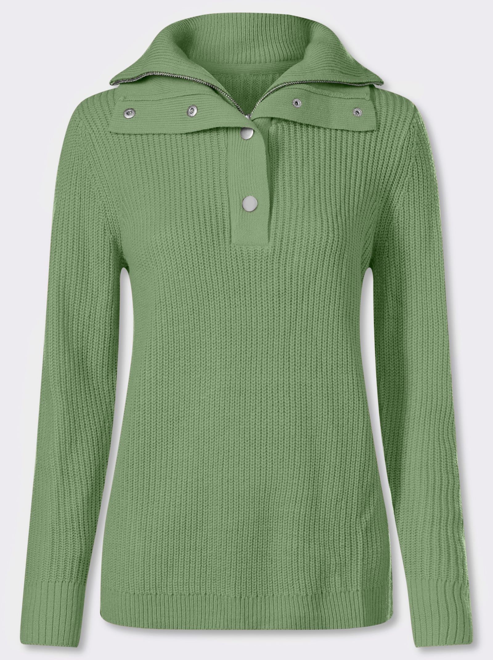 Schipperstrui met dubbele kraag - eucalyptus