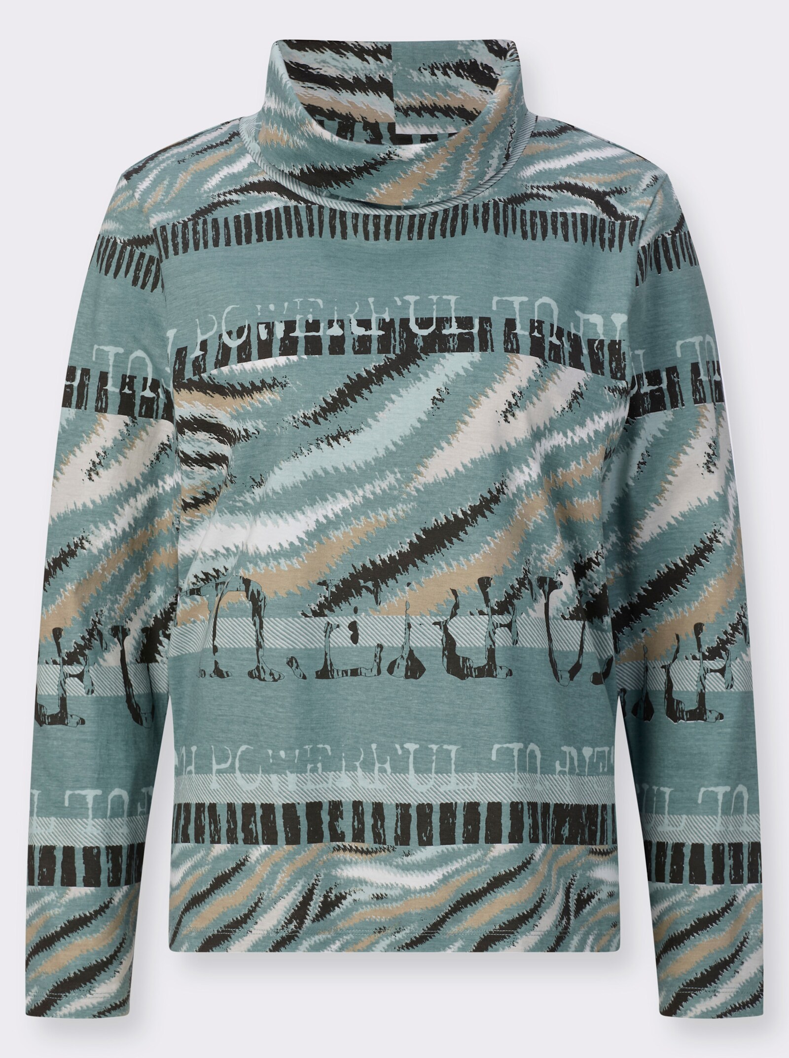 Shirt met rolkraag en dierenprint - jade/grafiet bedrukt