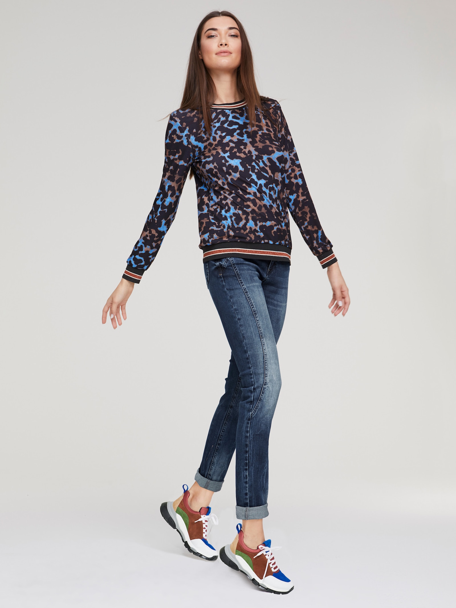 heine Úzké džíny se vsadkou z powermeshe - tmavá obnošená