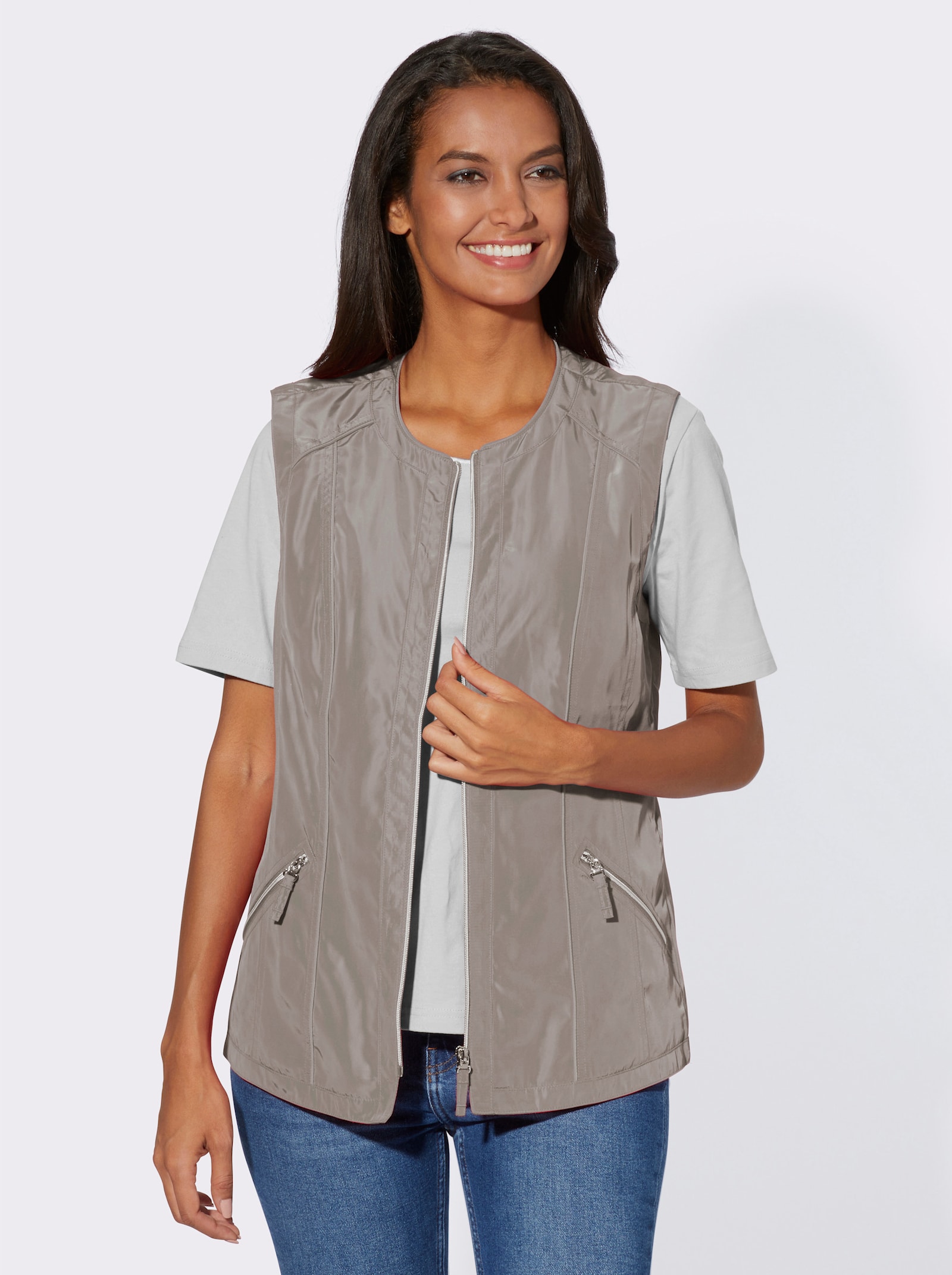 Weste im dezenten Glanz - sesam