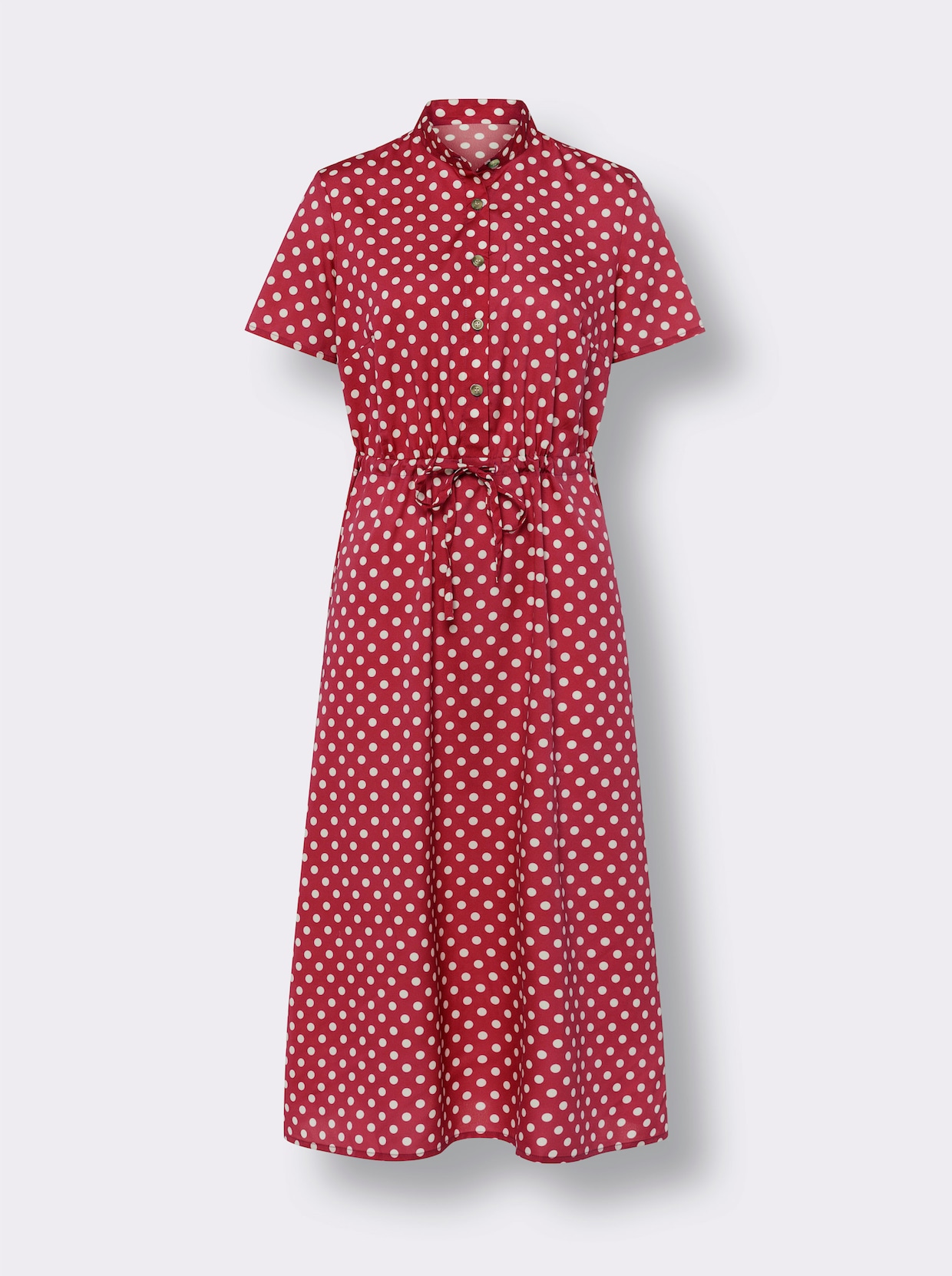 Šaty s rozšířeným střihem - červená-bílá-puntík
