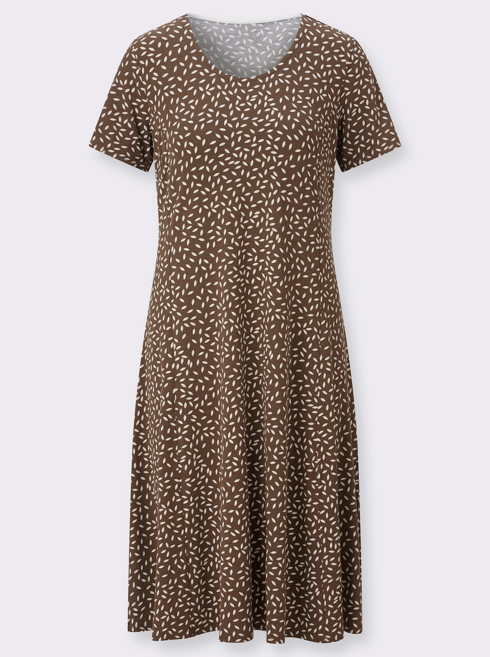 Jerseykleid in Viskose-Qualität - braun-champagner-bedruckt