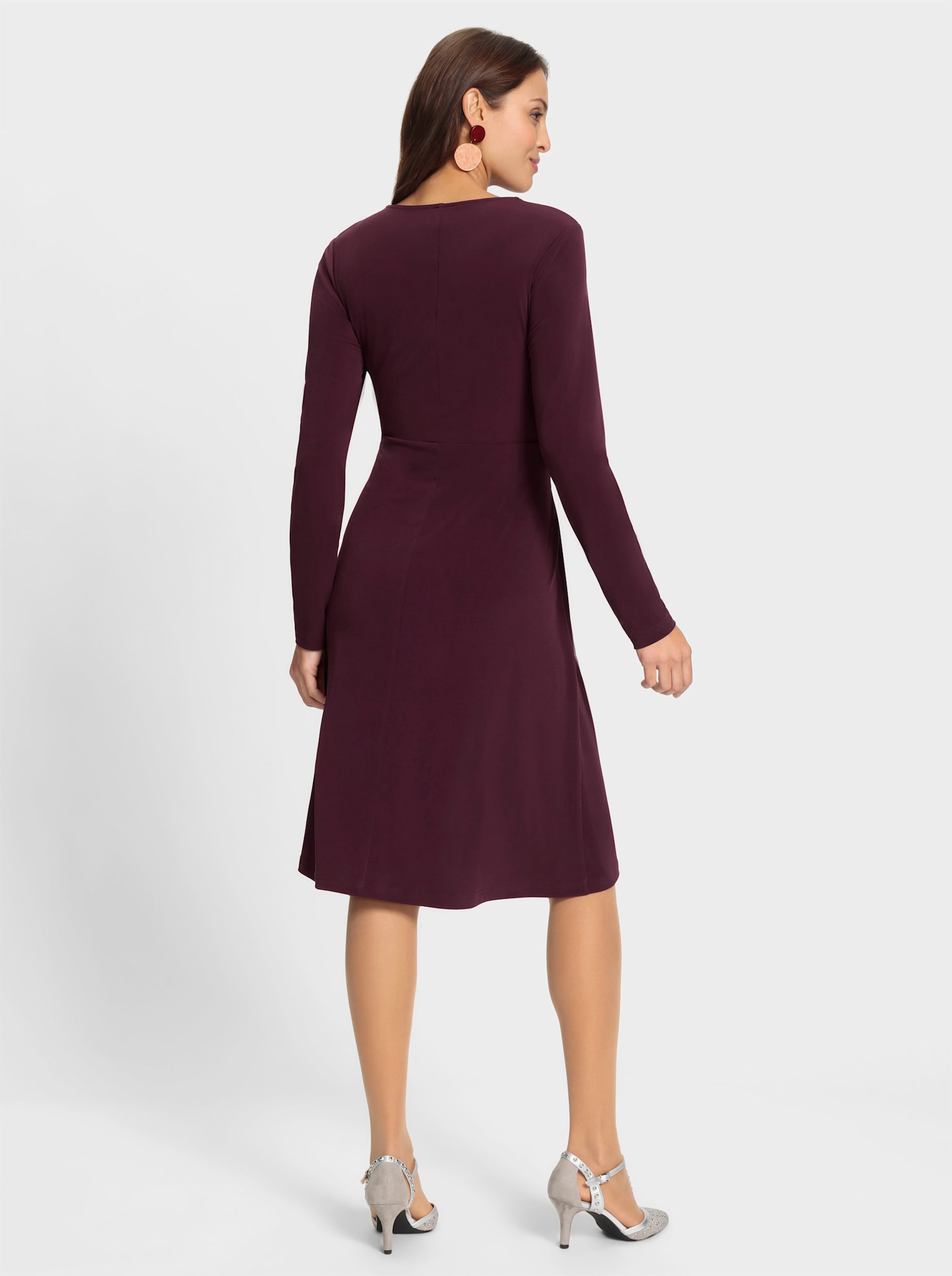 Džers. šaty s riaseniami - Burgundská červená