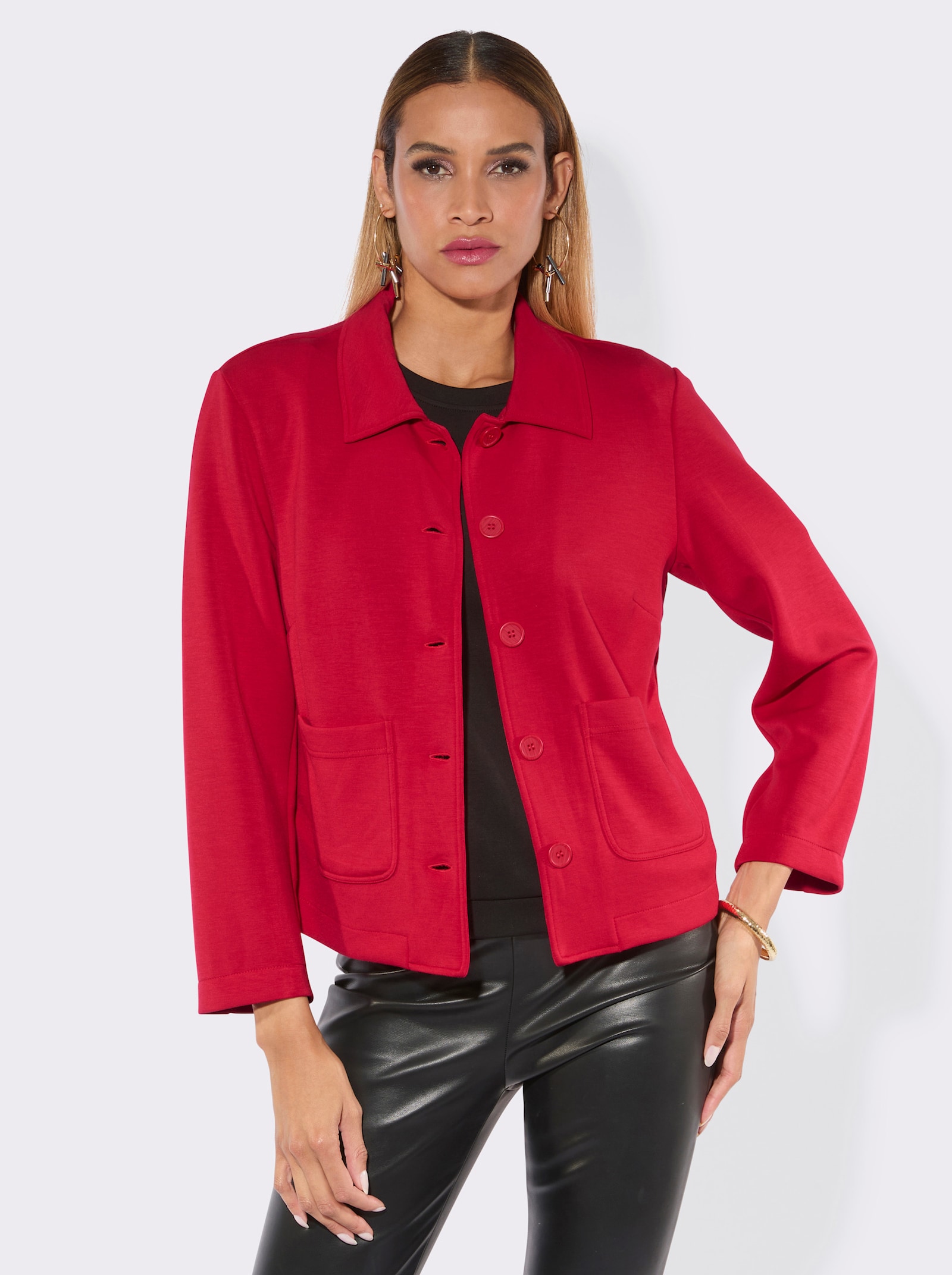 Blouson-Blazer in Interlock-Qualität - rot
