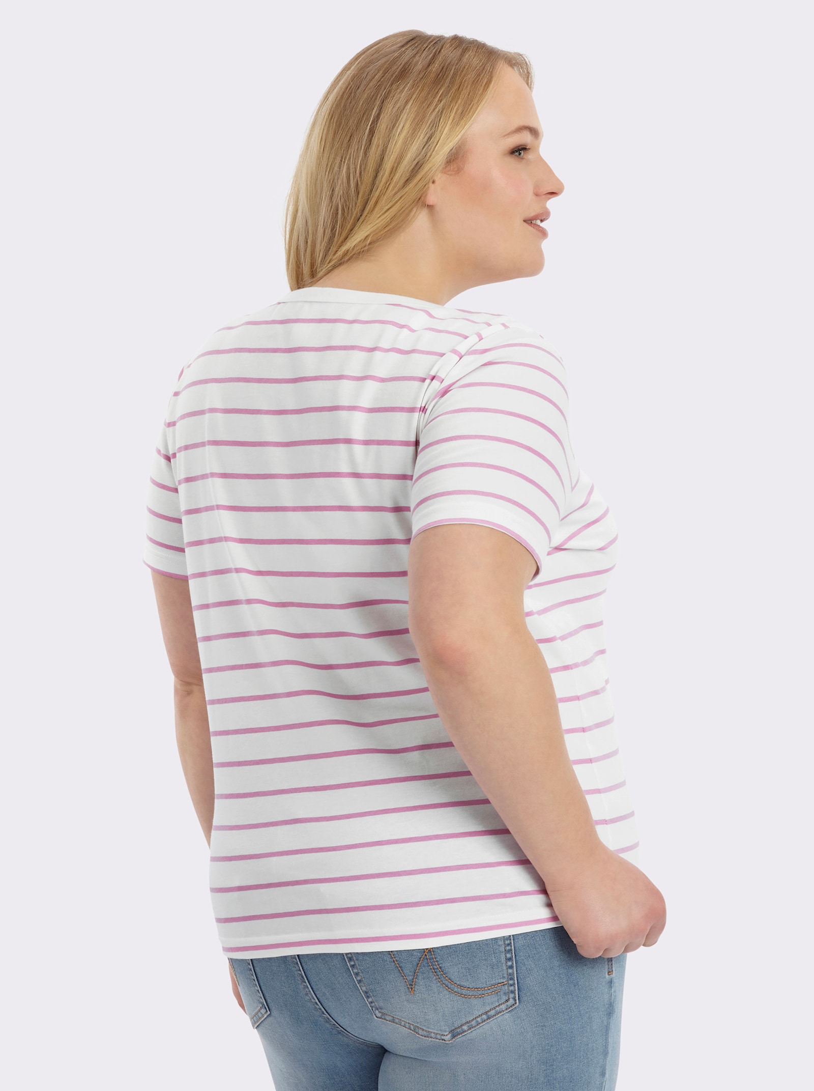  Shirt mit Stickerei, geringelt - orchidee-ecru-geringelt