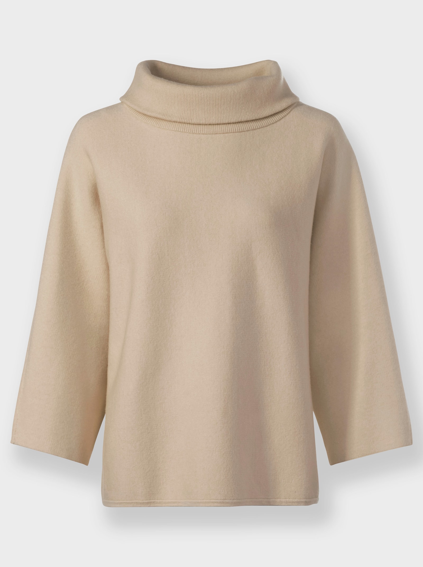heine 3/4 Arm-Pullover mit halsfernem Rollkragen - beige