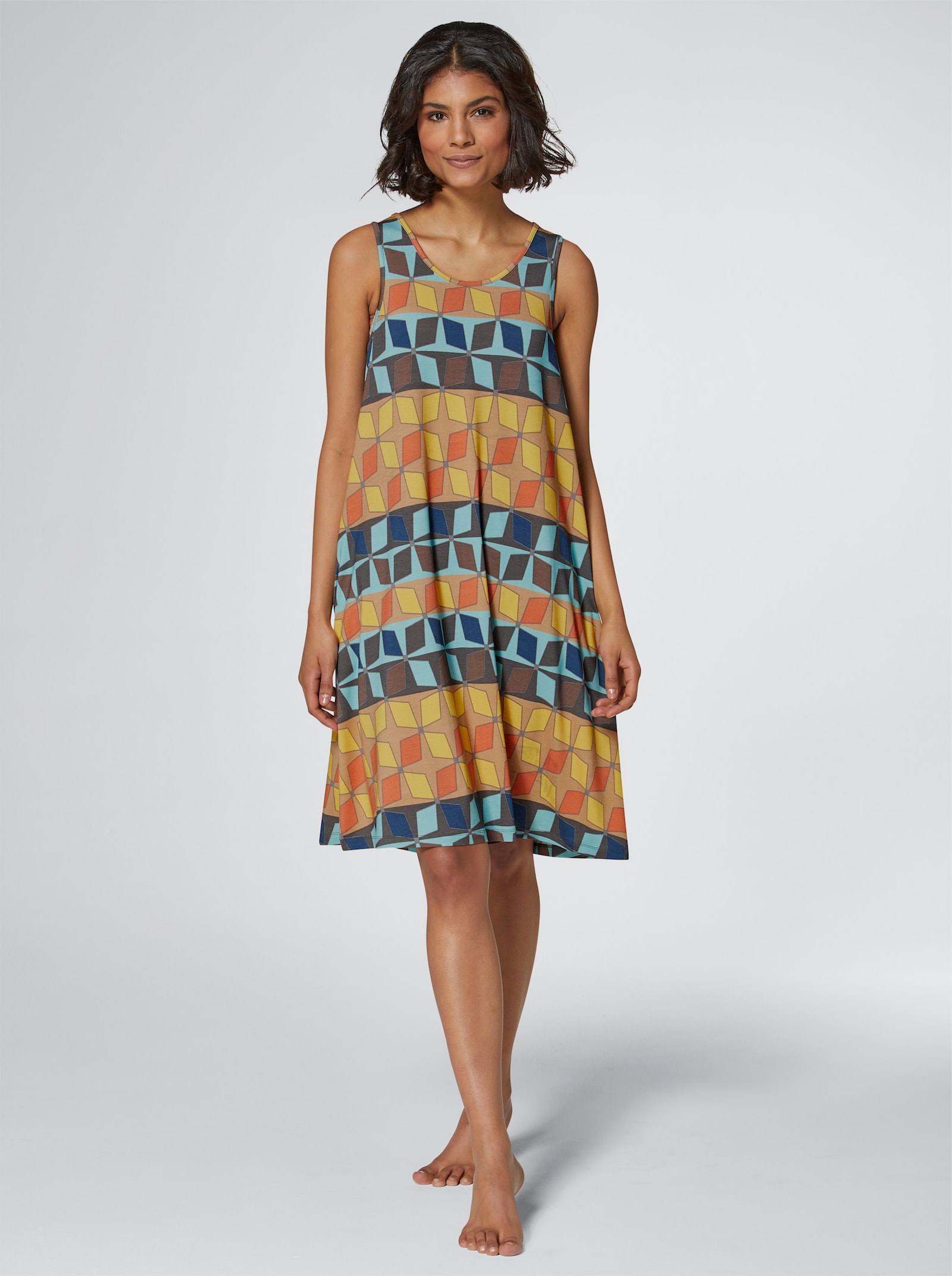 feel good Sommerkleid mit seitlichen Taschen - terra-gemustert