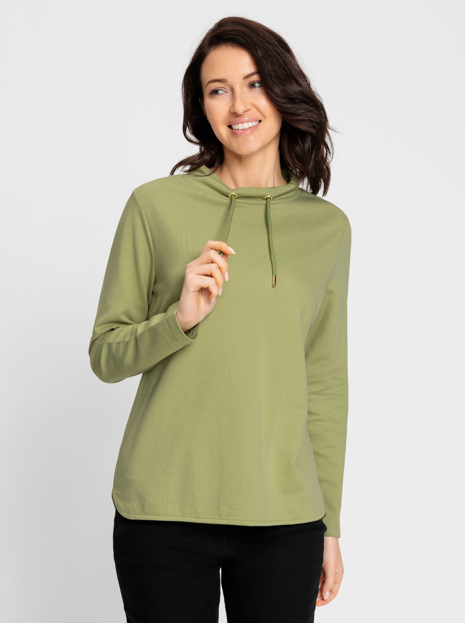 Sweatshirt mit halsfernem Stehkragen - lindgrün