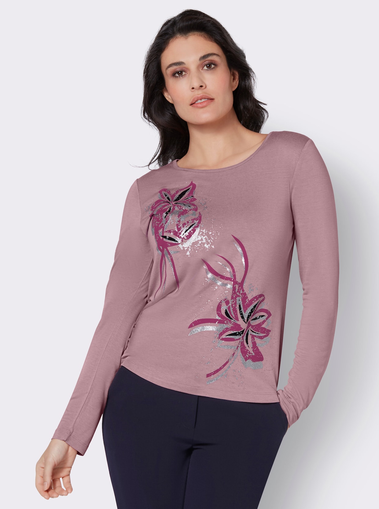 Shirt met lange mouwen - hortensia/zwart bedrukt