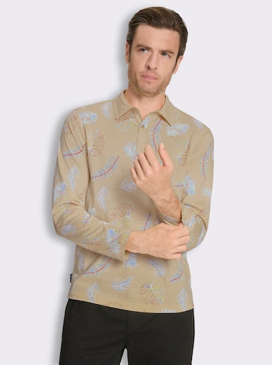 Marco Donati Langarmshirt aus Flammgarn - beige-bedruckt