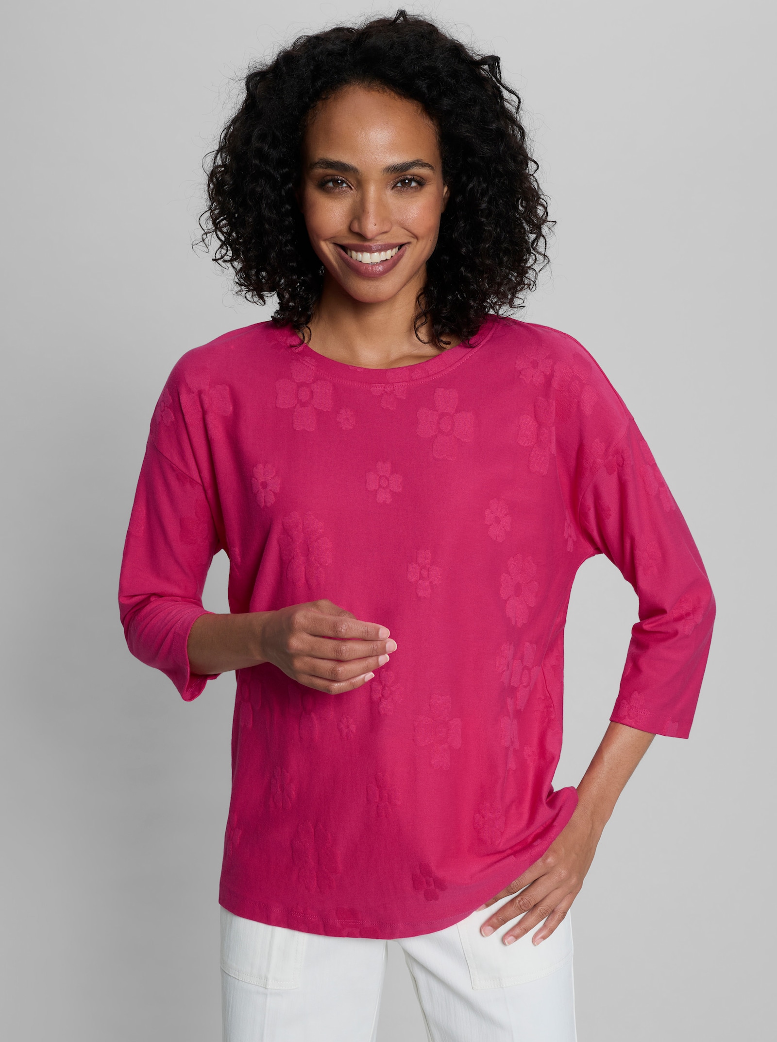 heine Shirt mit Jacquard-Muster - pink-gemustert