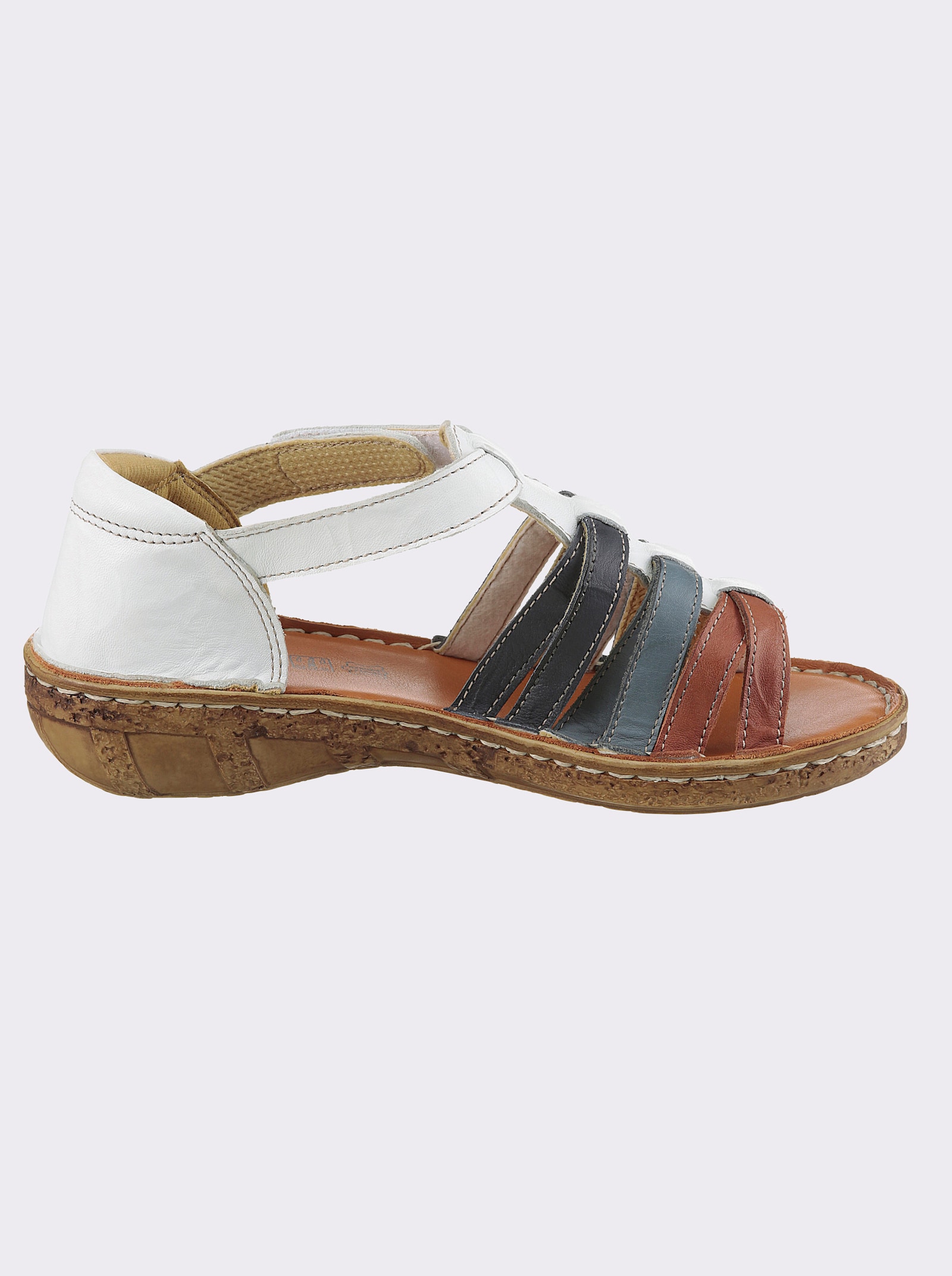 airsoft modern+ Sandaal met 3-kleurige riempjes - wit-gekleurd