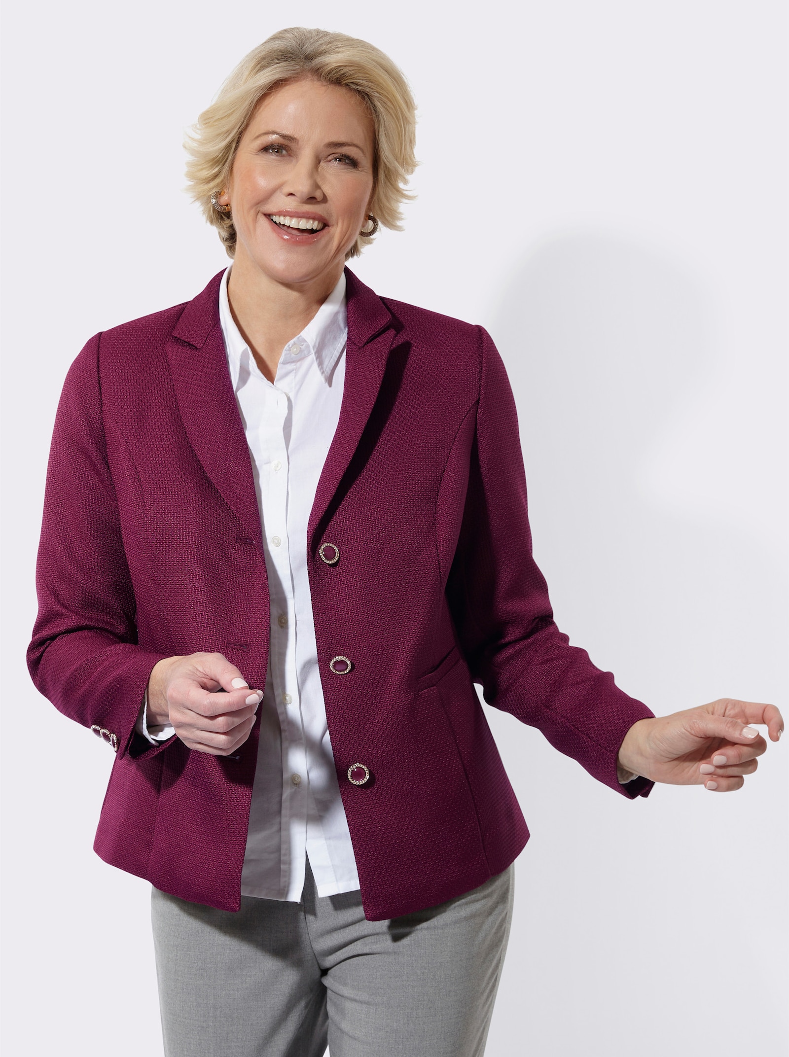 Kurzblazer in Bouclé-Qualität - malve