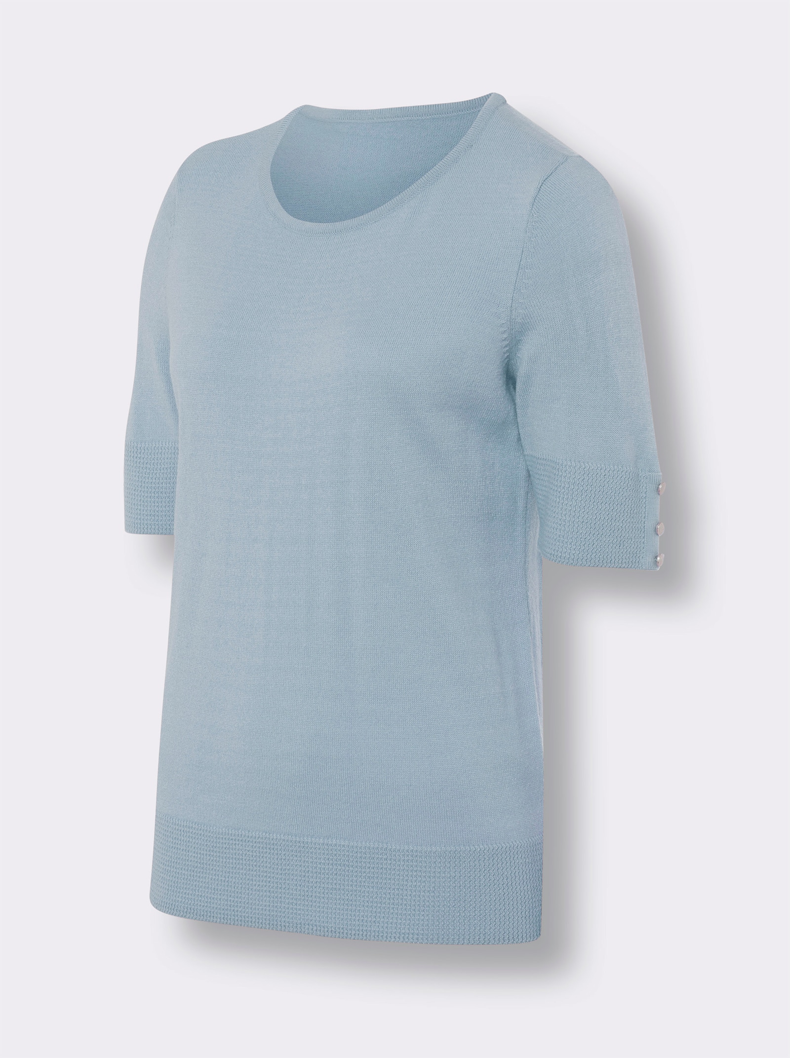 Pullover met korte mouwen met sierknopen - ijsblauw