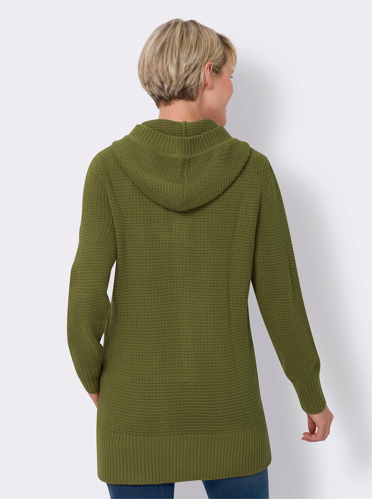 Kapuzenstrickjacke - oliv