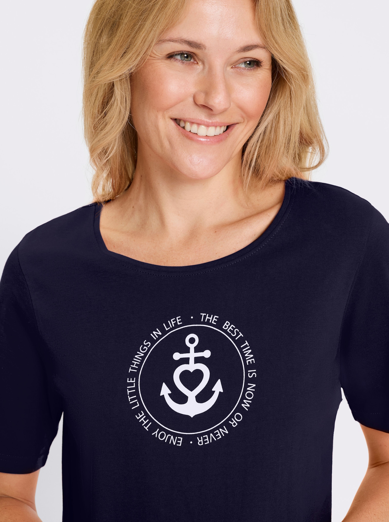 Kurzarmshirt im Marine-Look - marine