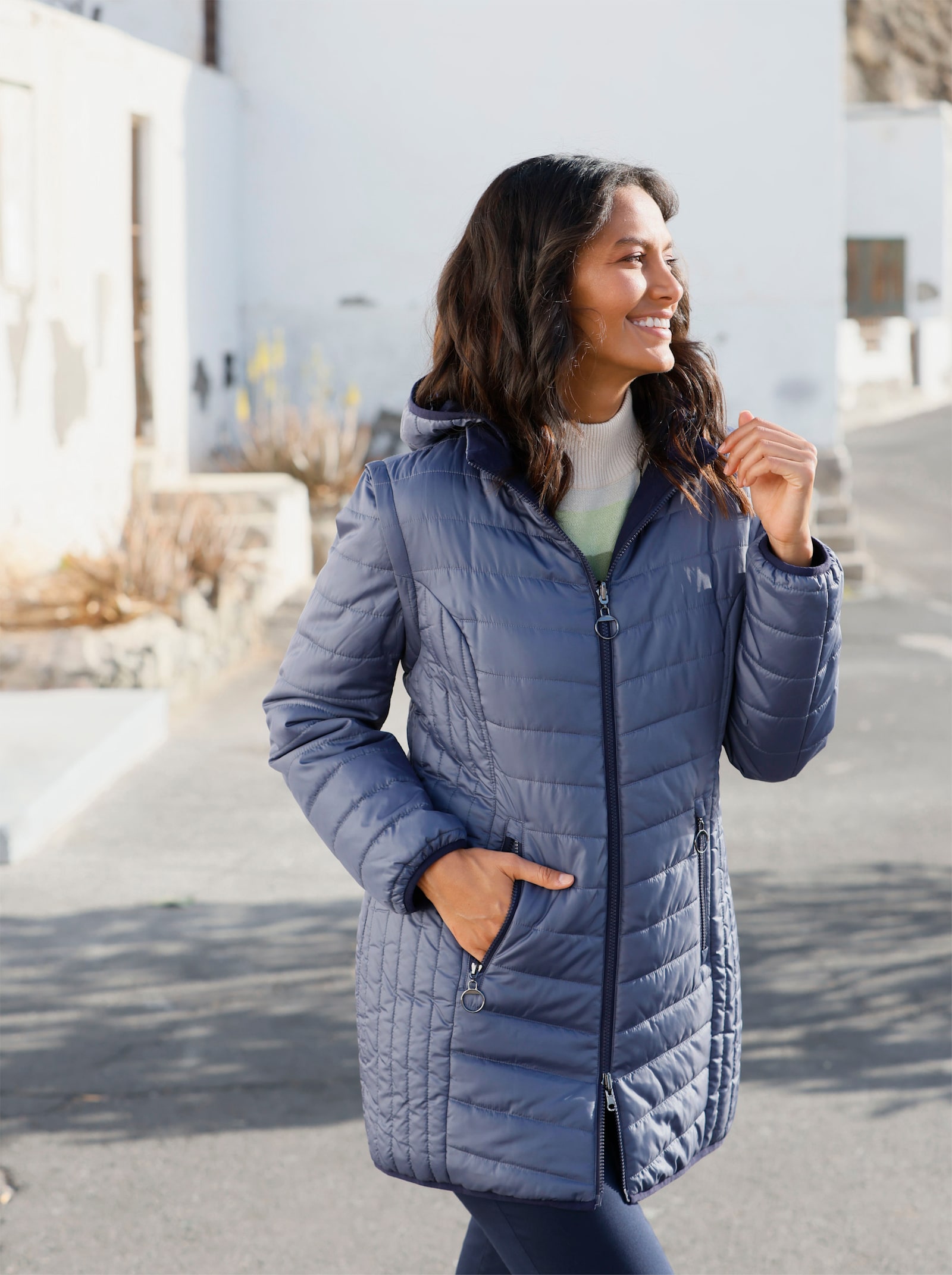 Keerbaar lang jack - rookblauw