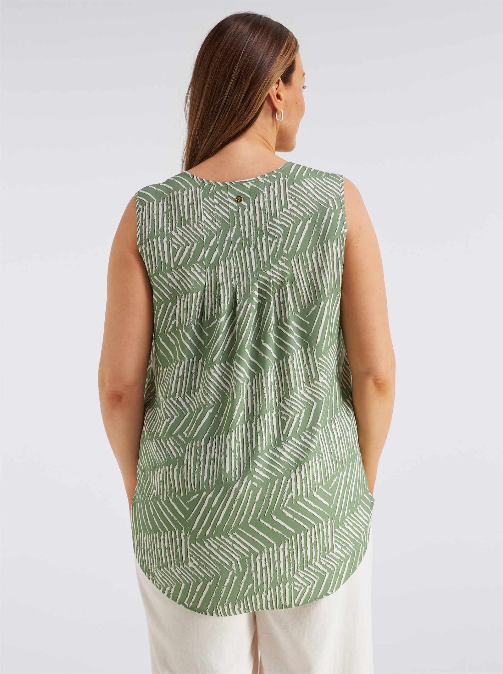 sheego Blusentop mit verlängerter Rückenpartie - eucalyptus-ecru-bedruckt