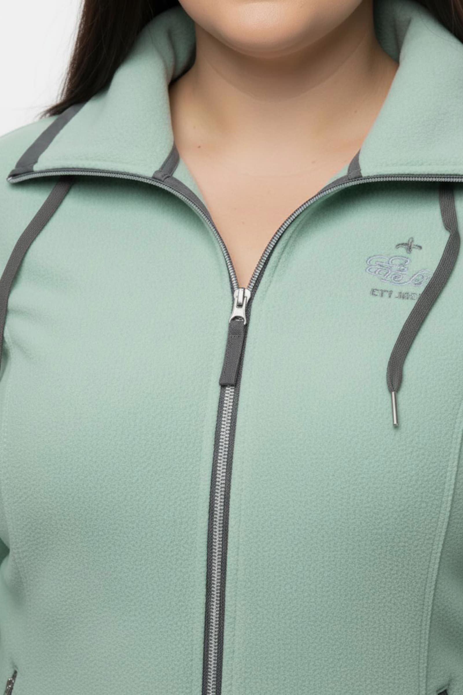 Fleecejacke mit schrägen Reißverschluss-Taschen - jadegrün