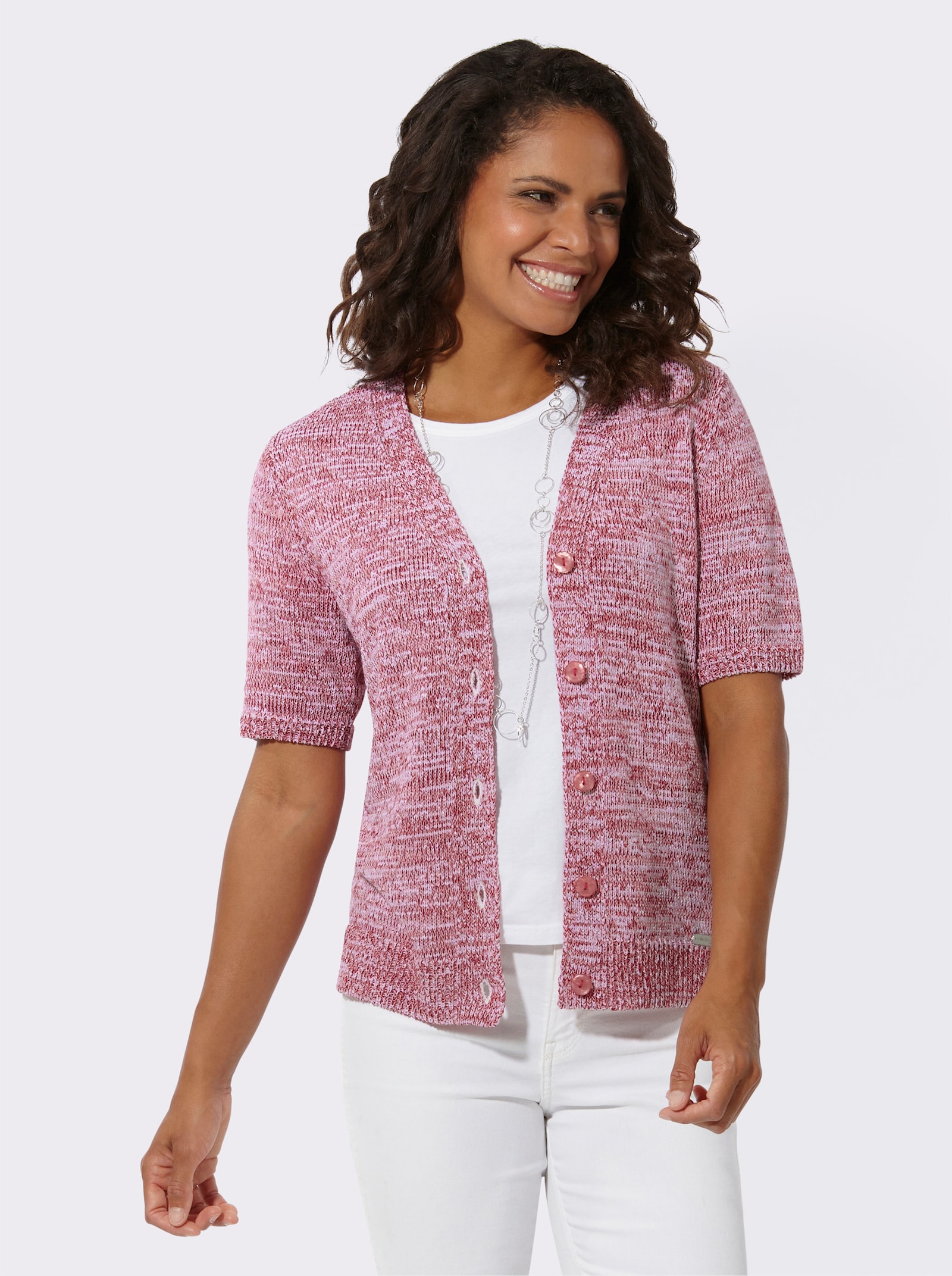 Strickjacke in Melange-Optik - flamingo-meliert