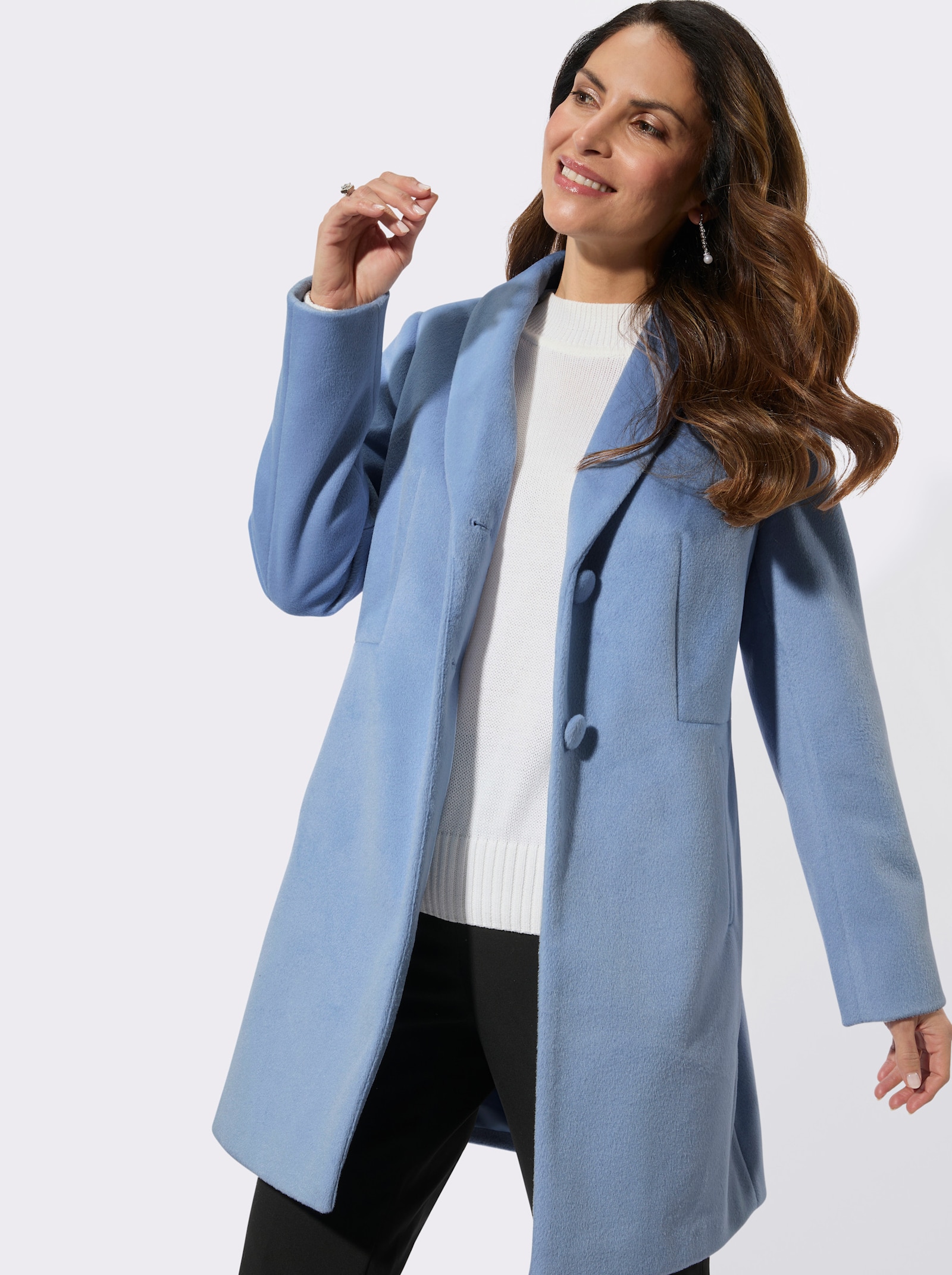 Longjacke mit Reverskragen - bleu