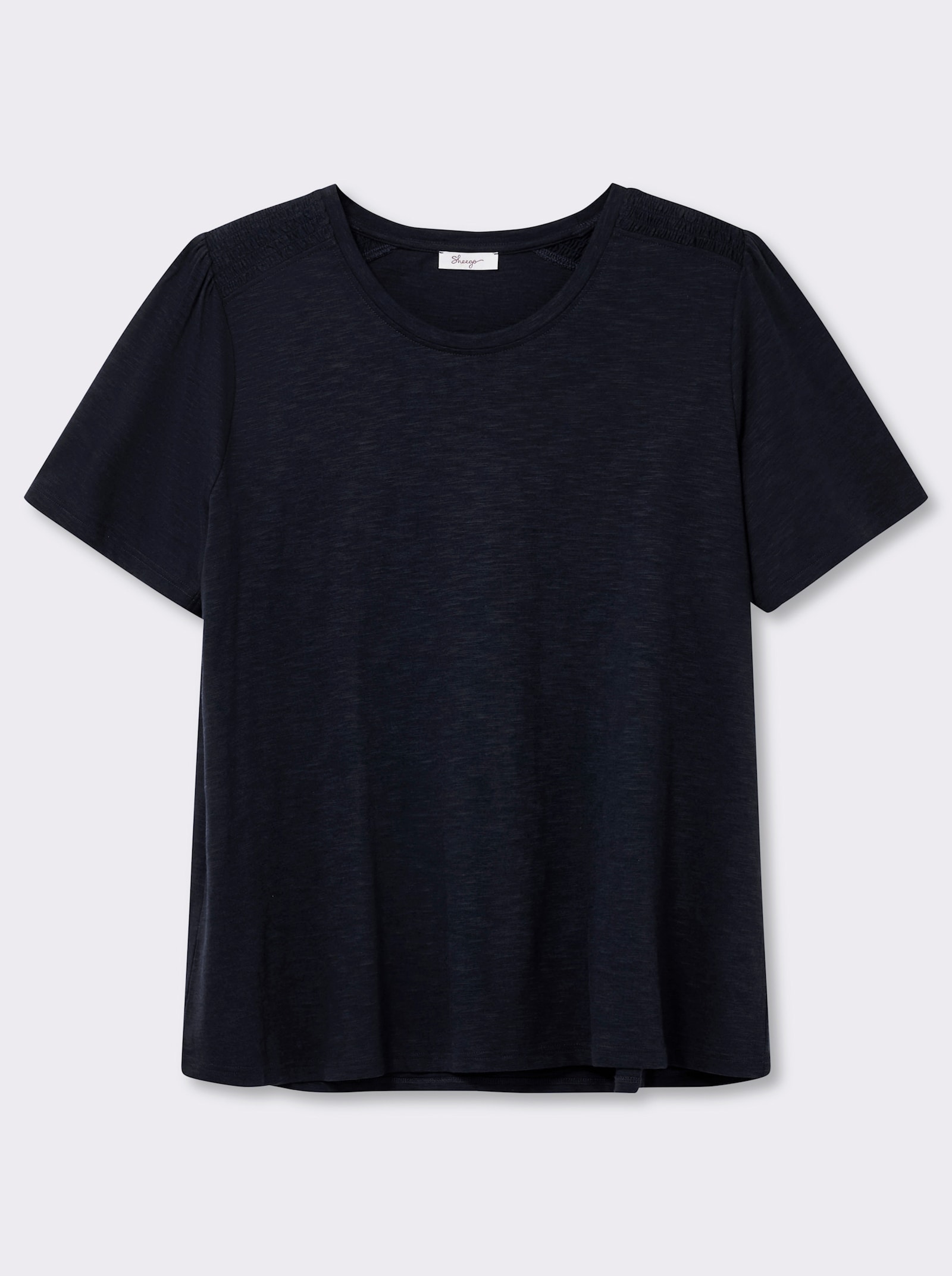 sheego Shirt in A-lijn, met gesmokte schouderpas - diepblauw