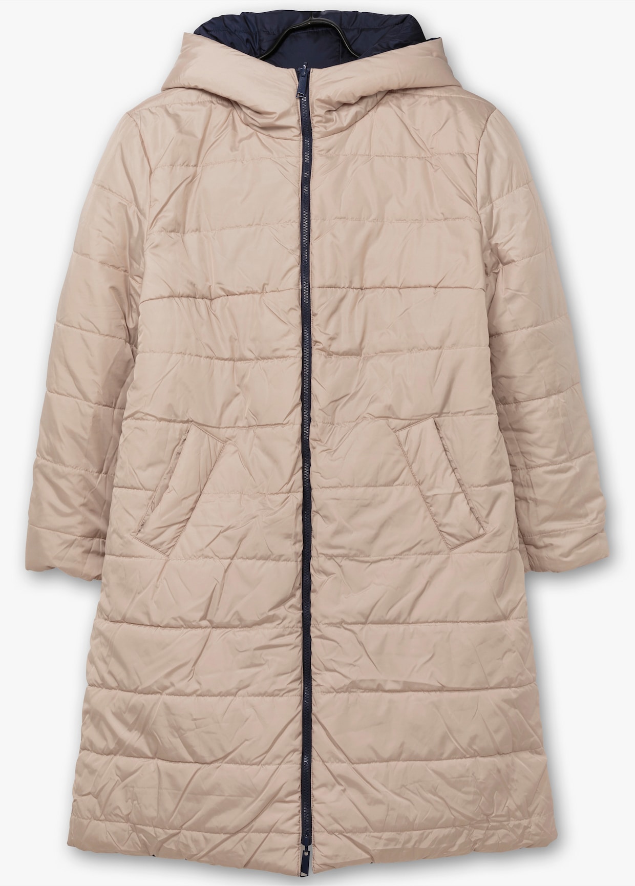 Steppmantel zum Wenden, wattiert - marine-beige