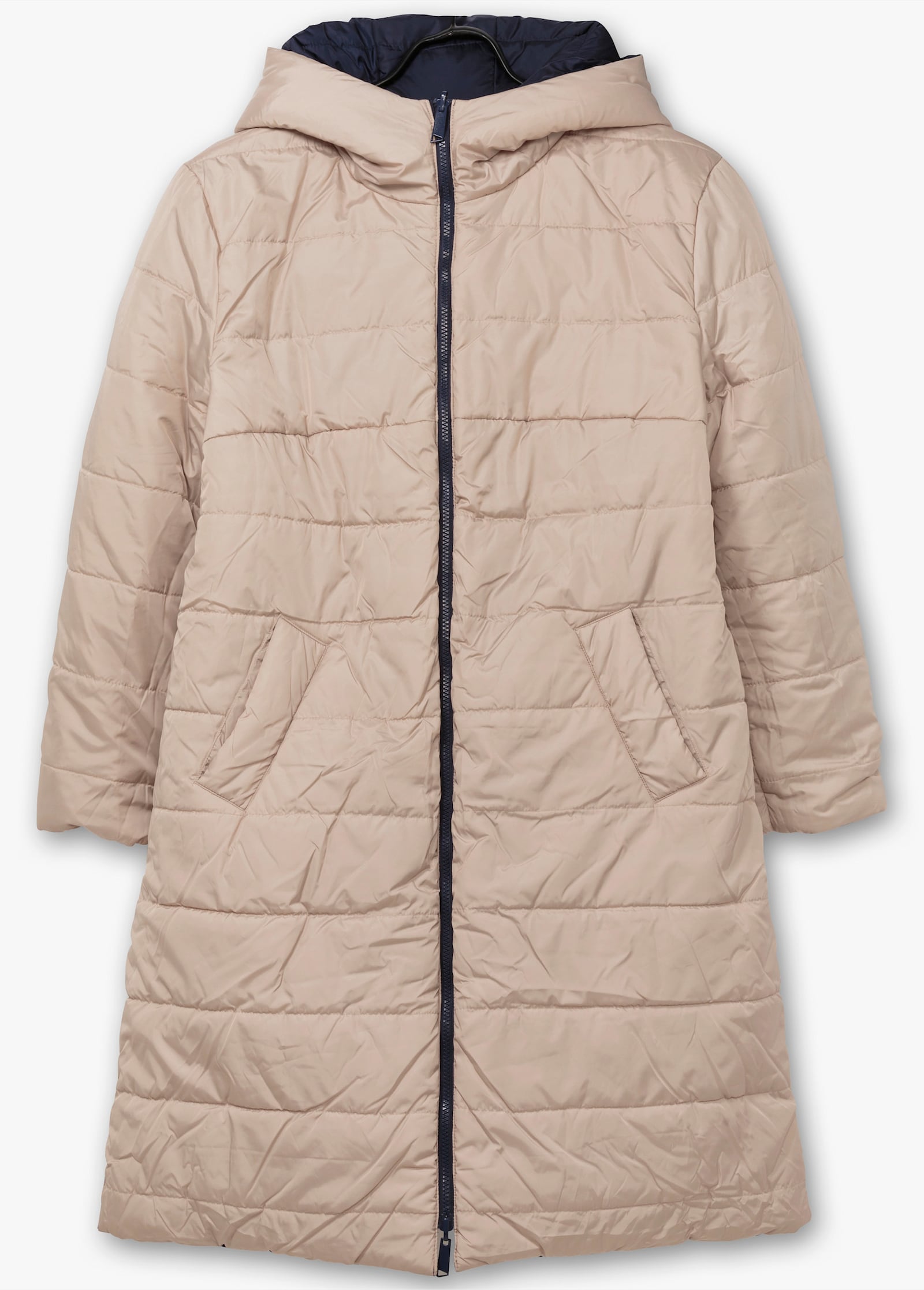 Steppmantel zum Wenden, wattiert - marine-beige