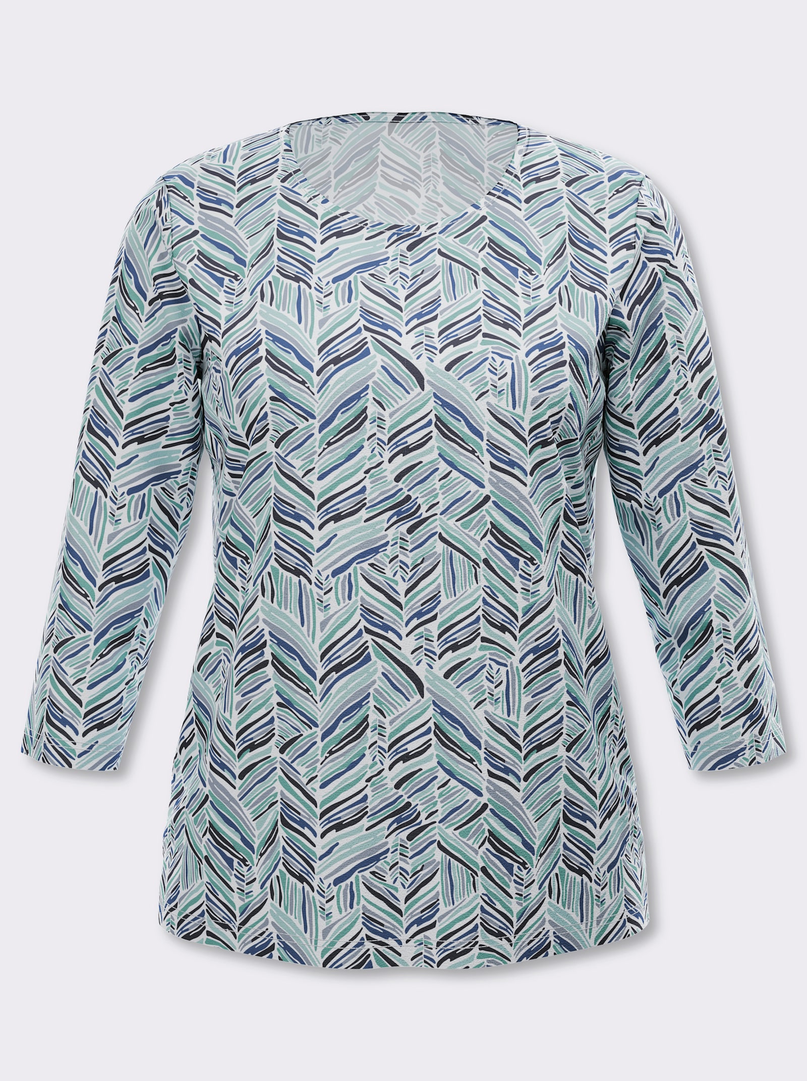 3/4-Arm-Shirt mit Zickzack-Muster - mint-marine-bedruckt