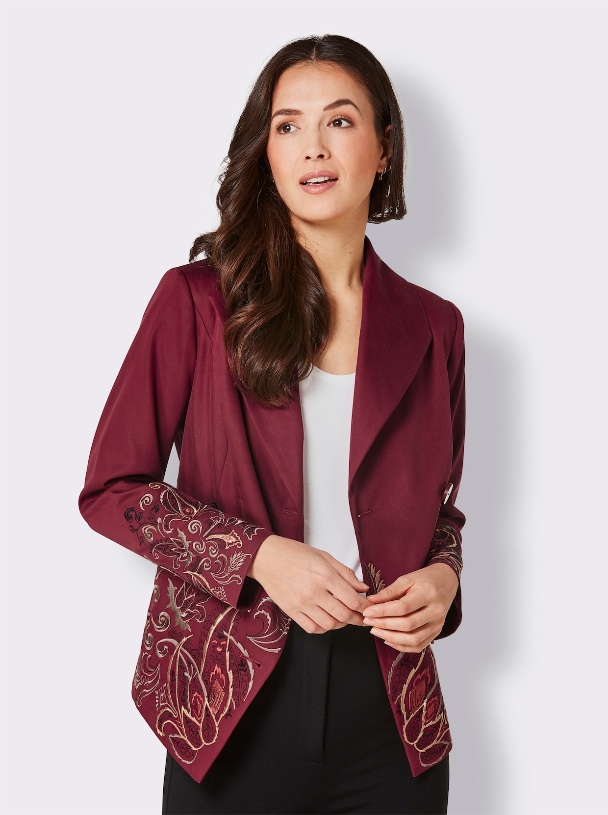 CREATION L PREMIUM Blazer en polyester et lyocell - motifs rouge foncé