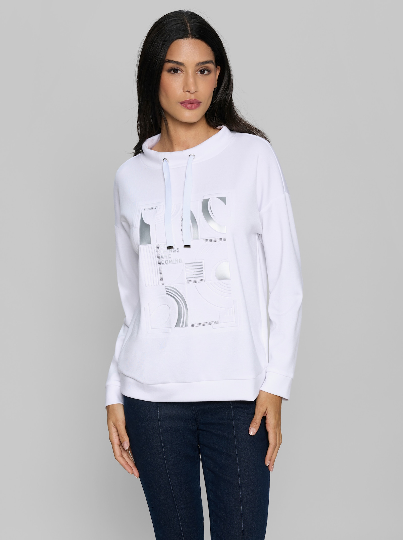 heine Sweatshirt mit Foliendruck - weiß