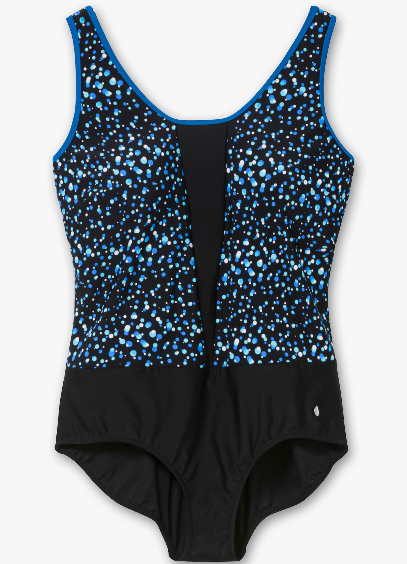 sheego Badeanzug mit Rückenausschnitt - schwarz-bedruckt