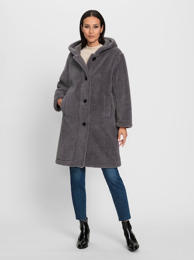 heine Fleecemantel mit Knopfleiste - anthrazit