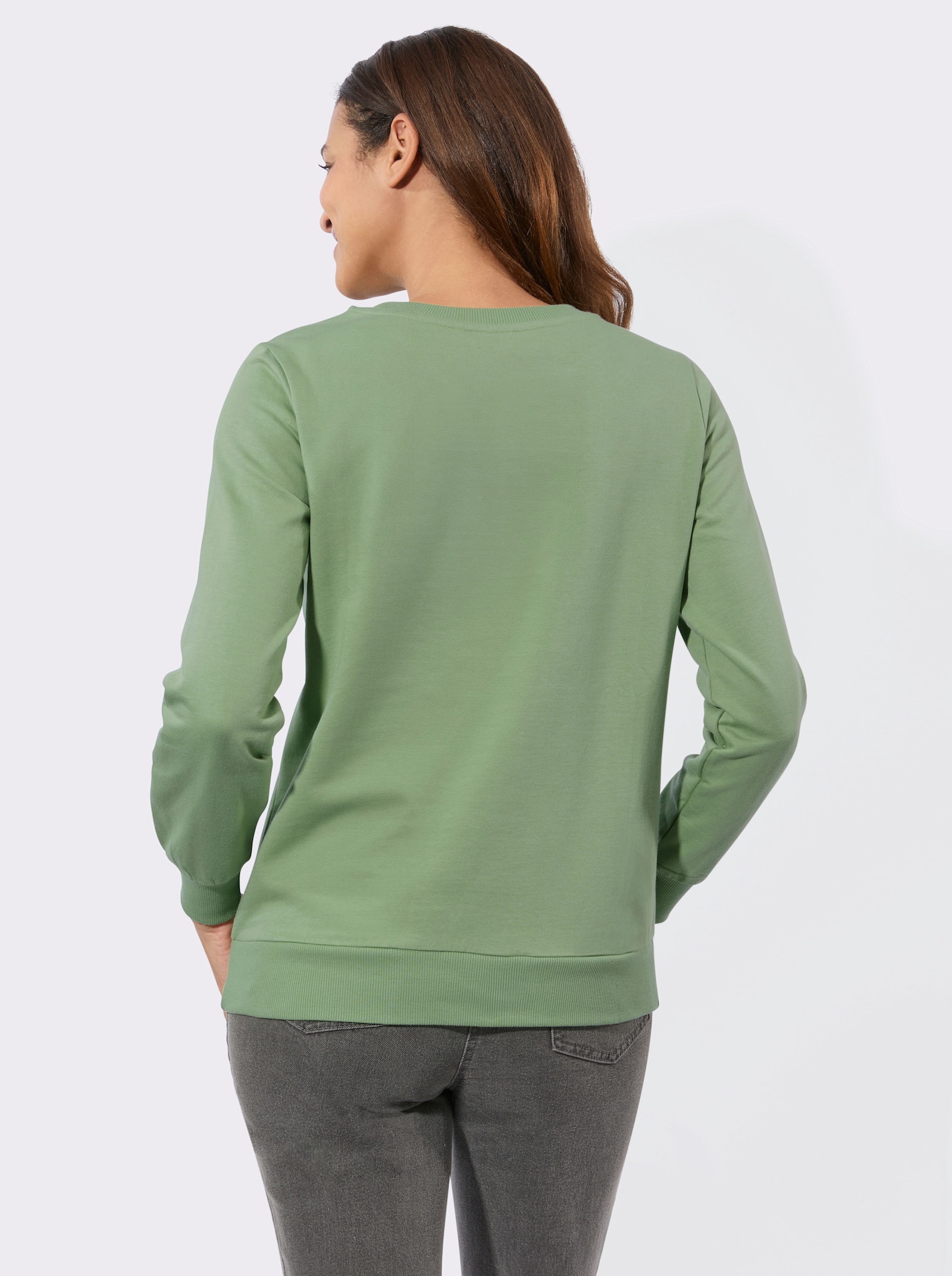 Sweatshirt mit Ripp-Abschlüssen - eucalyptus
