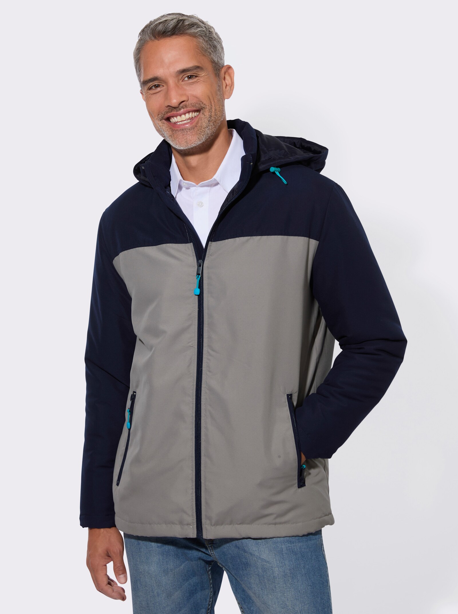 Outdoorjacke in atmungsaktiver Qualität - marine-grau
