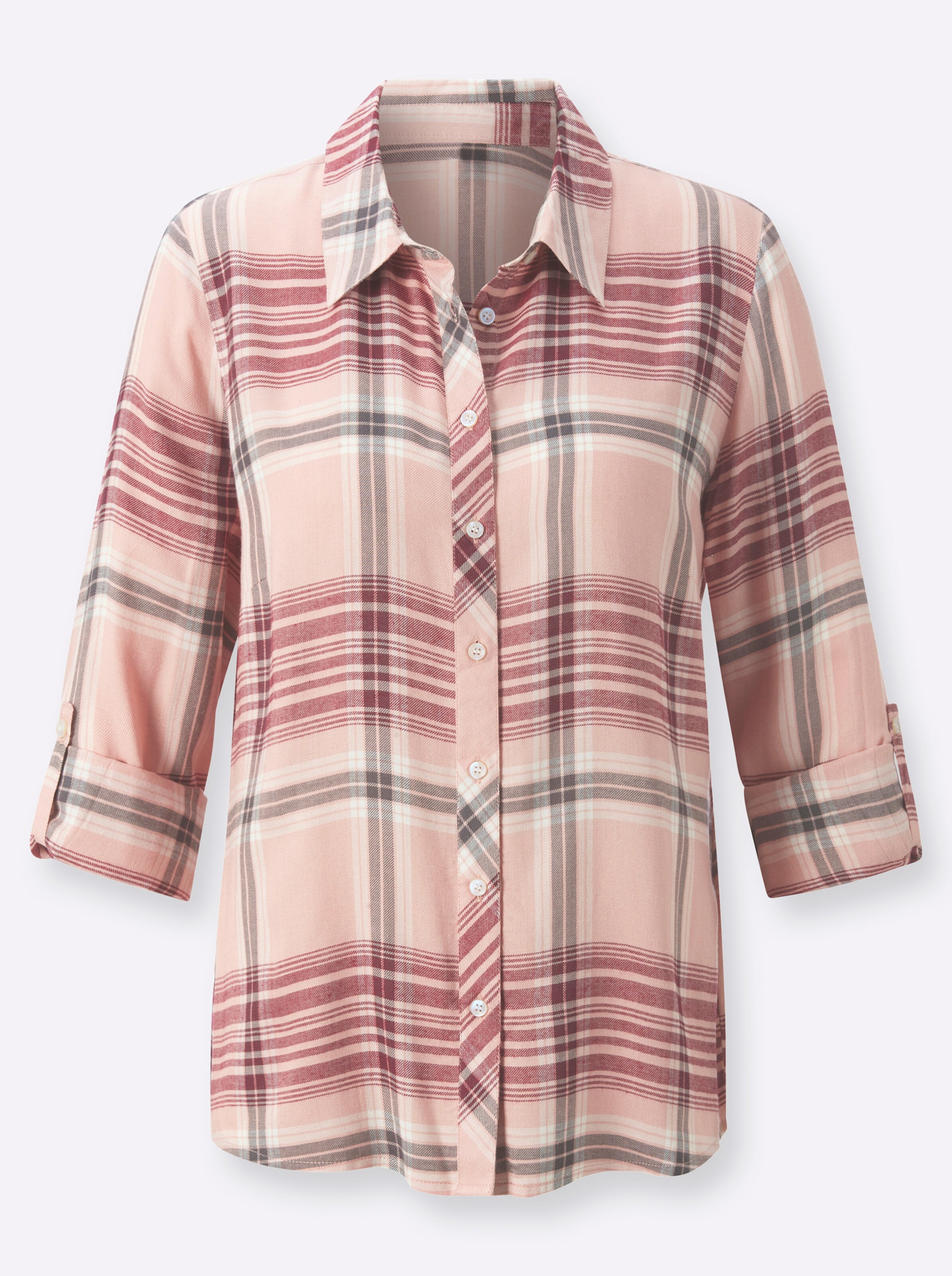 Witt Weiden Damen Karo Bluse puder bordeaux kariert  - Onlineshop Witt Weiden