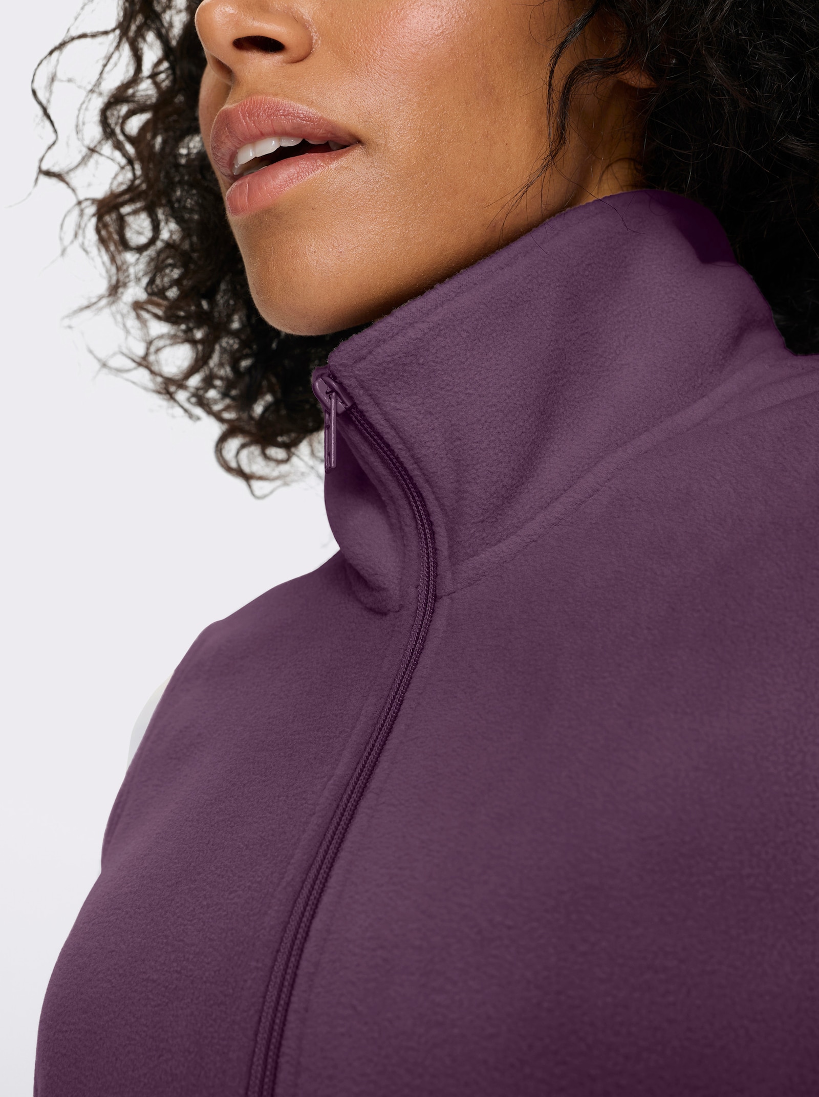 Fleecegilet met opstaande kraag - druif