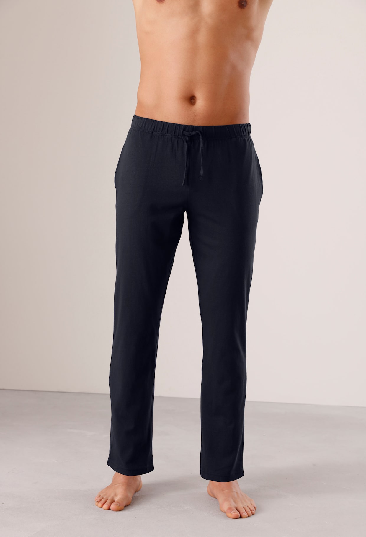 Freizeithose - grau-meliert + marine