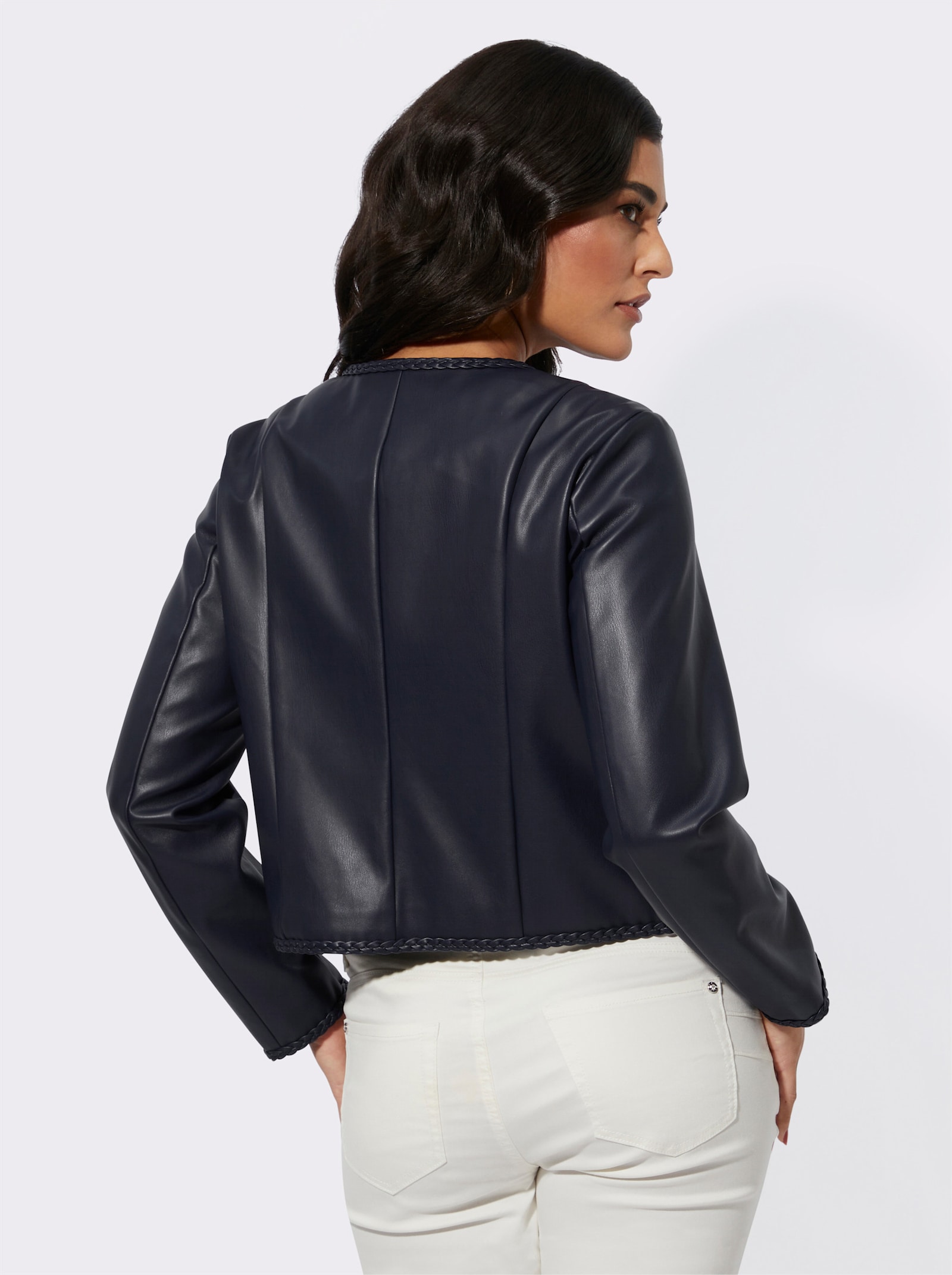 Mainpol Blazer van imitatieleer met sierband - marine