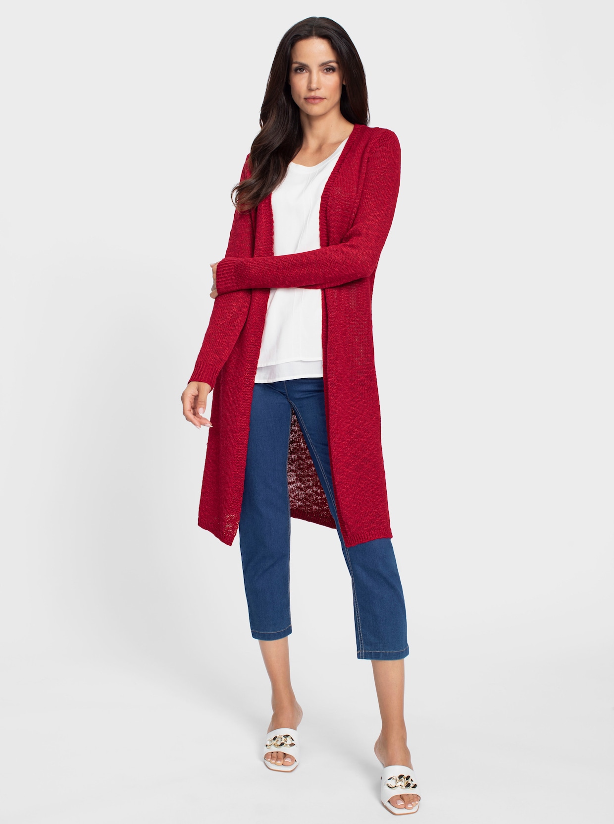 heine Lang gebreid vest - rood