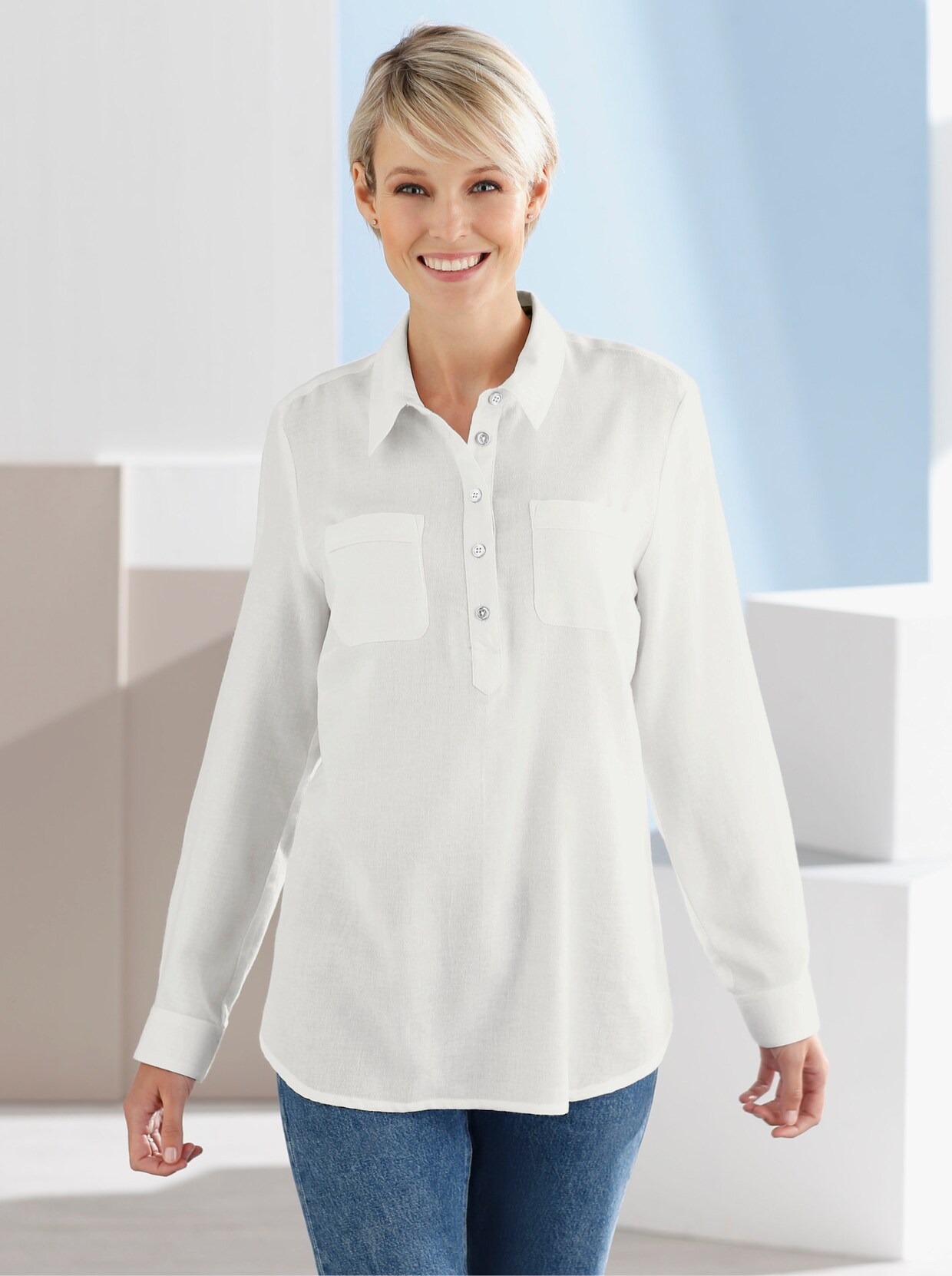 Flanellen blouse - wit